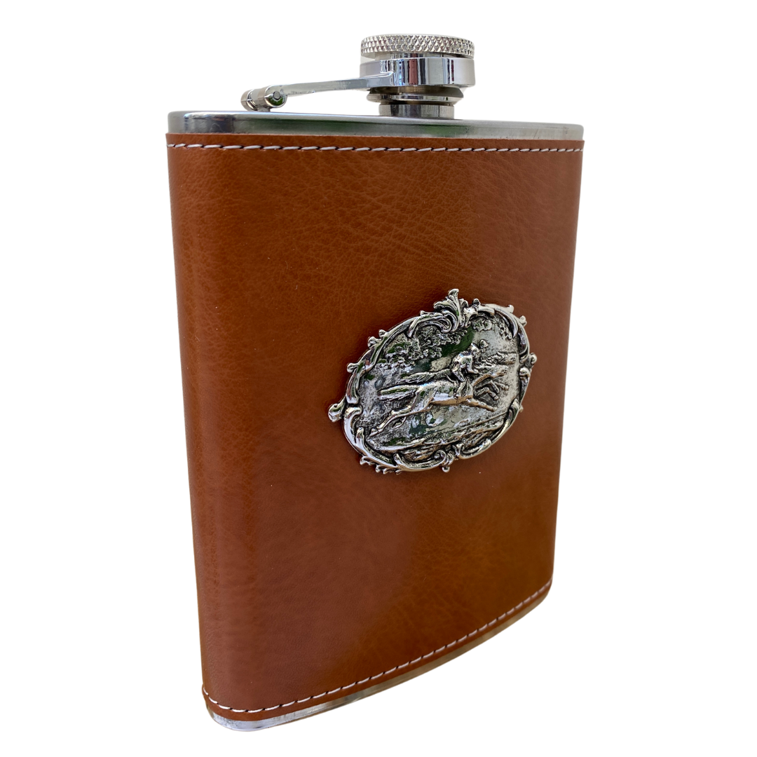 leather flask for horse racing fan