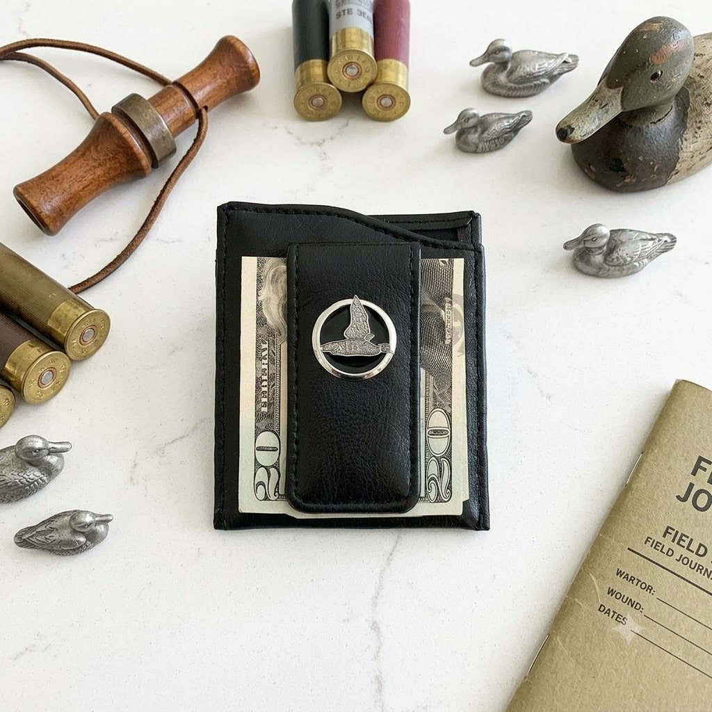 The duck faux leather money clip is a great gift for a duck hunter and duck lover.  