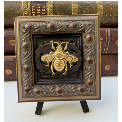 Wooden Art with Gold bee on Fancy Frame