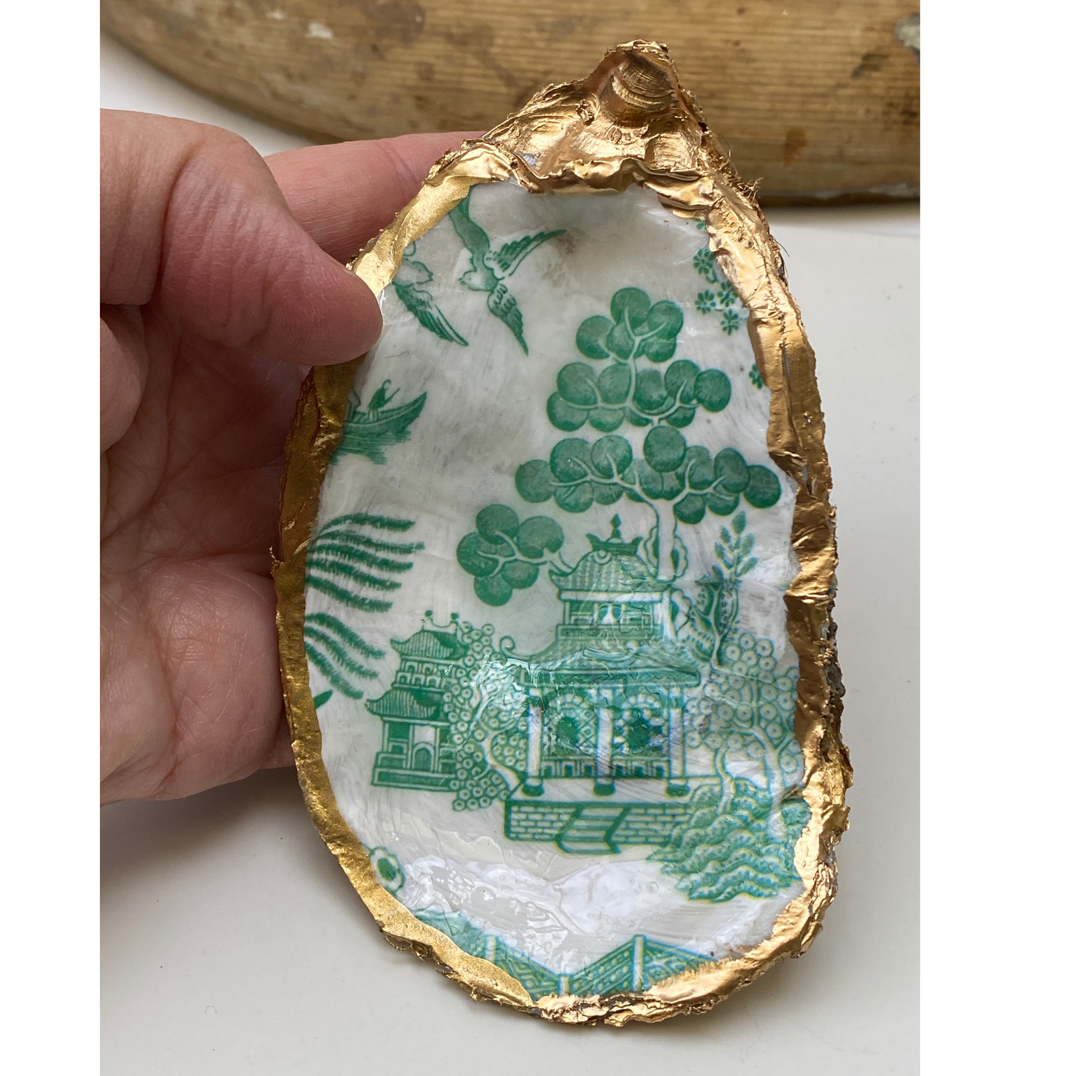 Oyster Shell Art, Green Chinoiserie, Chinese House Art