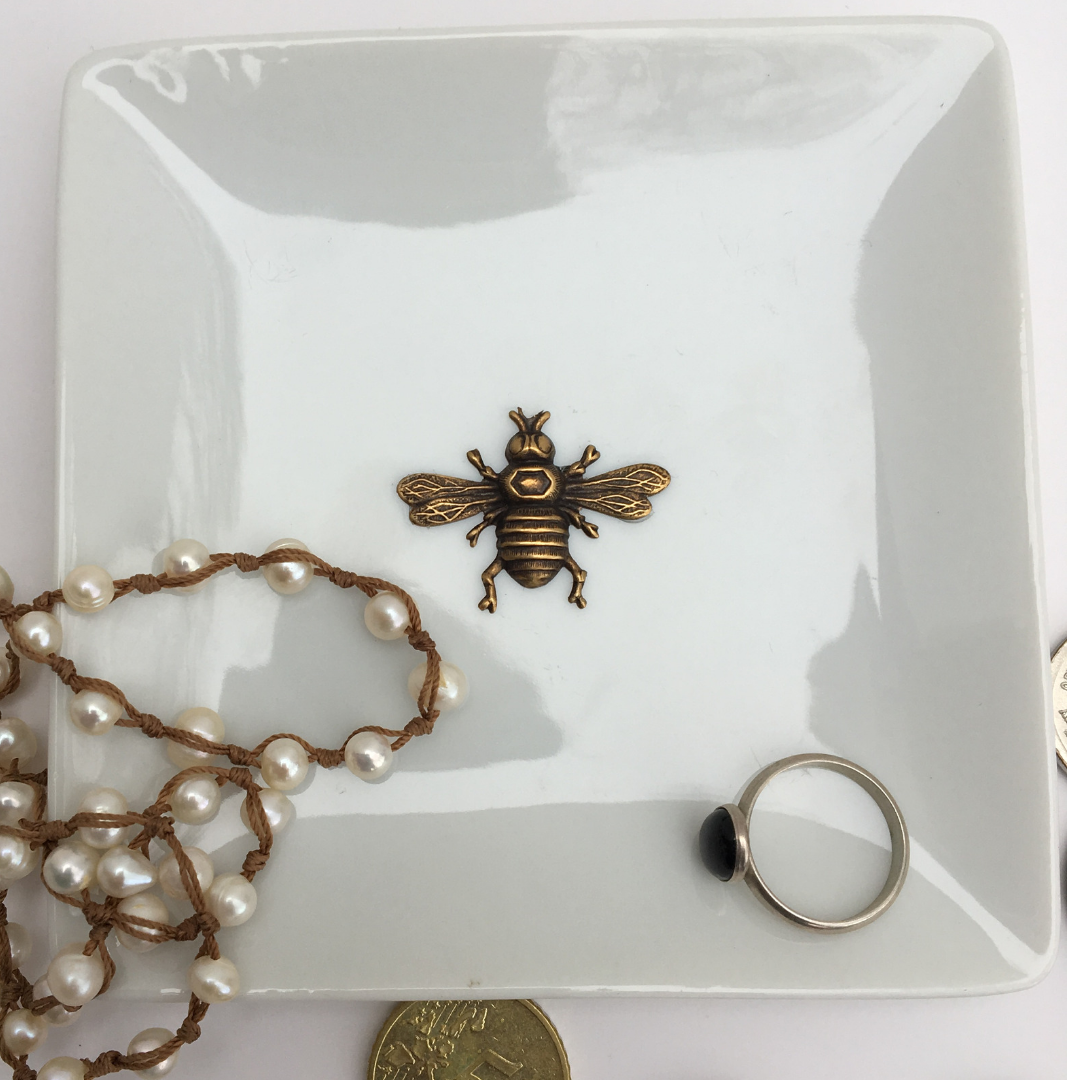 Bee Trinket Tray, Antique Gold Bee | Gift for Bee Lover