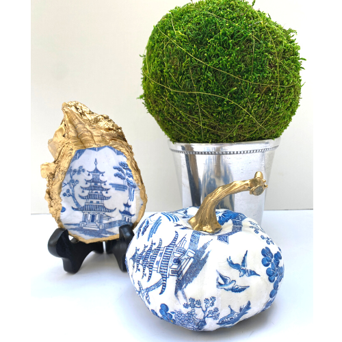 Chinoiserie Blue and White Decorative Pumpkin