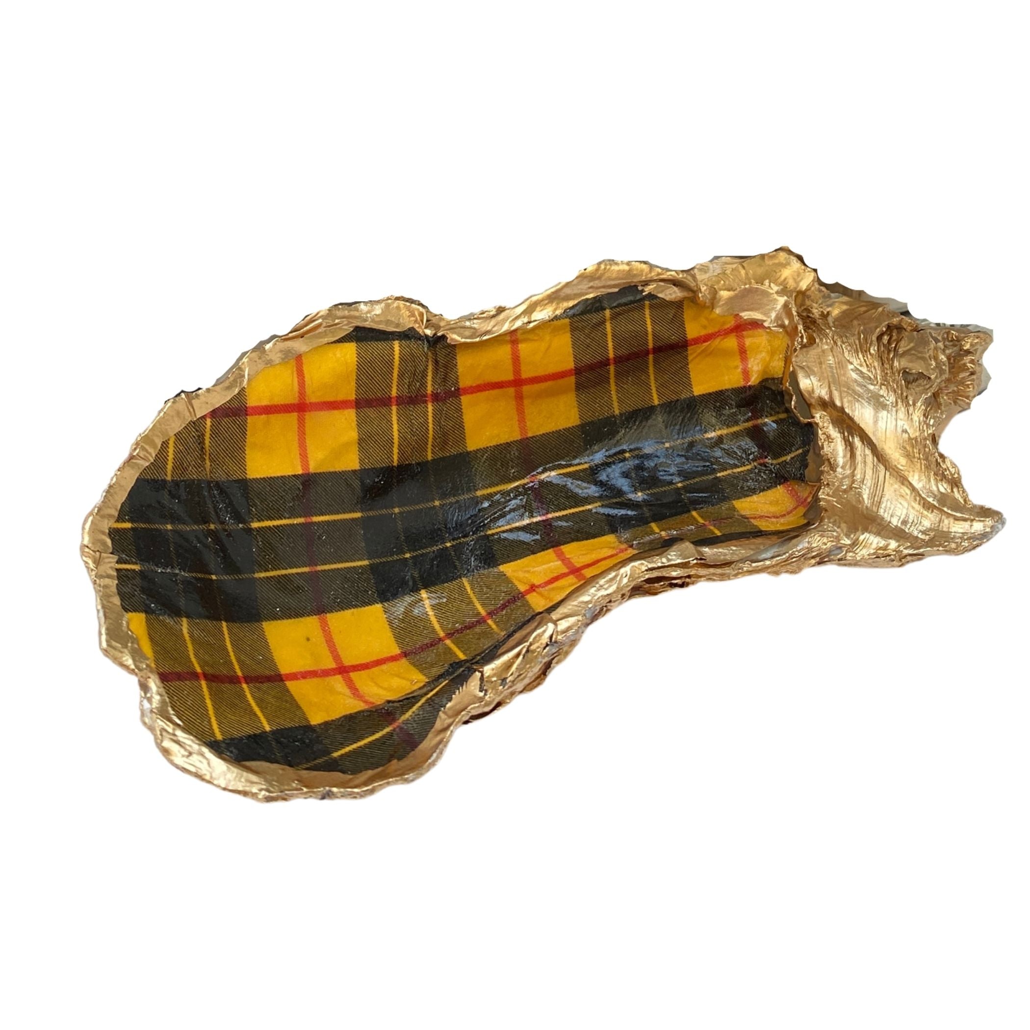Clan Macleod Scottish Yellow Tartan Plaid Oyster Shell Art - Classic Legacy