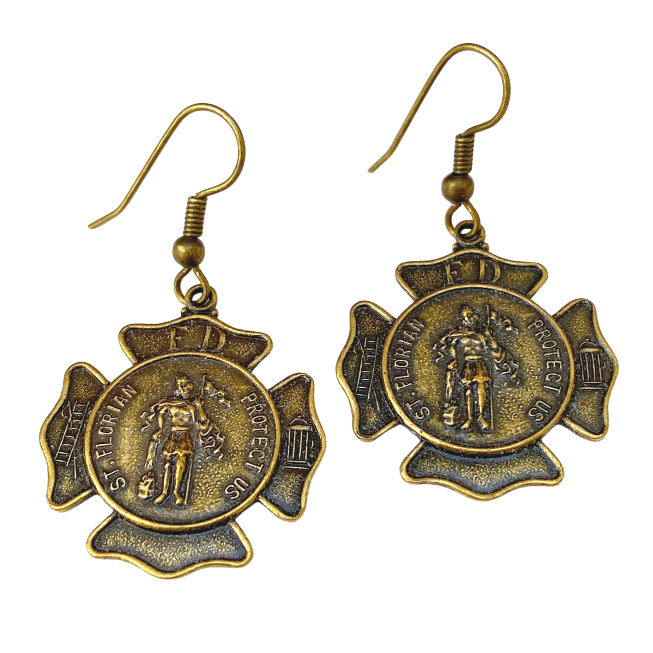 Firefighter Earrings, Saint Florian Earrings, Firefighter Gift, Handmade in USA