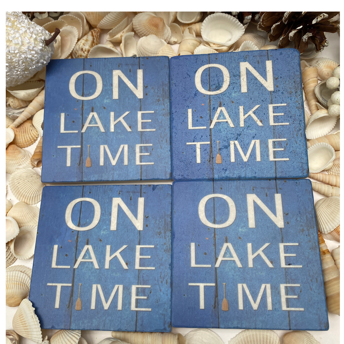 Lake Time Set of 4 Marble Coasters