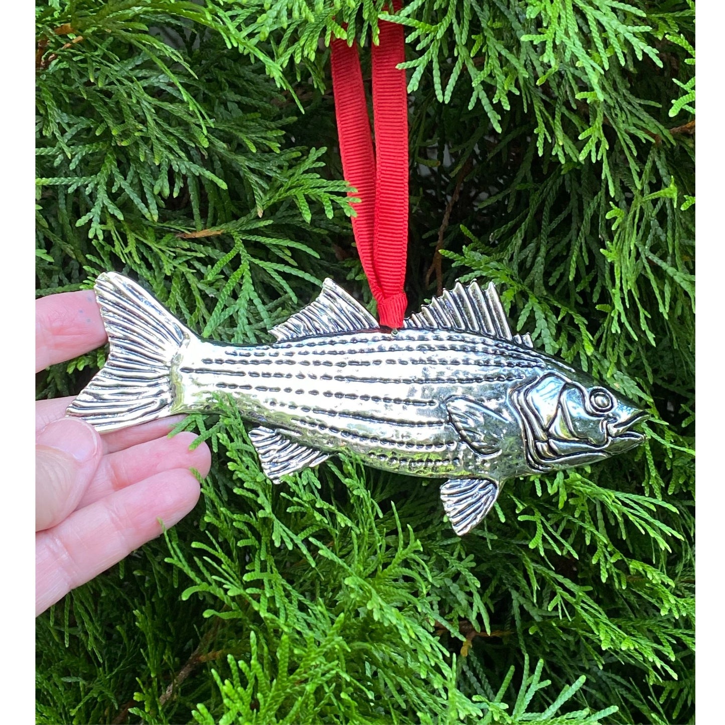 Silver Fish Christmas Ornament, Handmade, Fisherman Christmas Gift