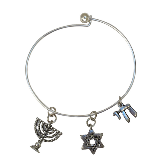 Hoop Bracelet, Jewish Charms, Hanukkah Gift