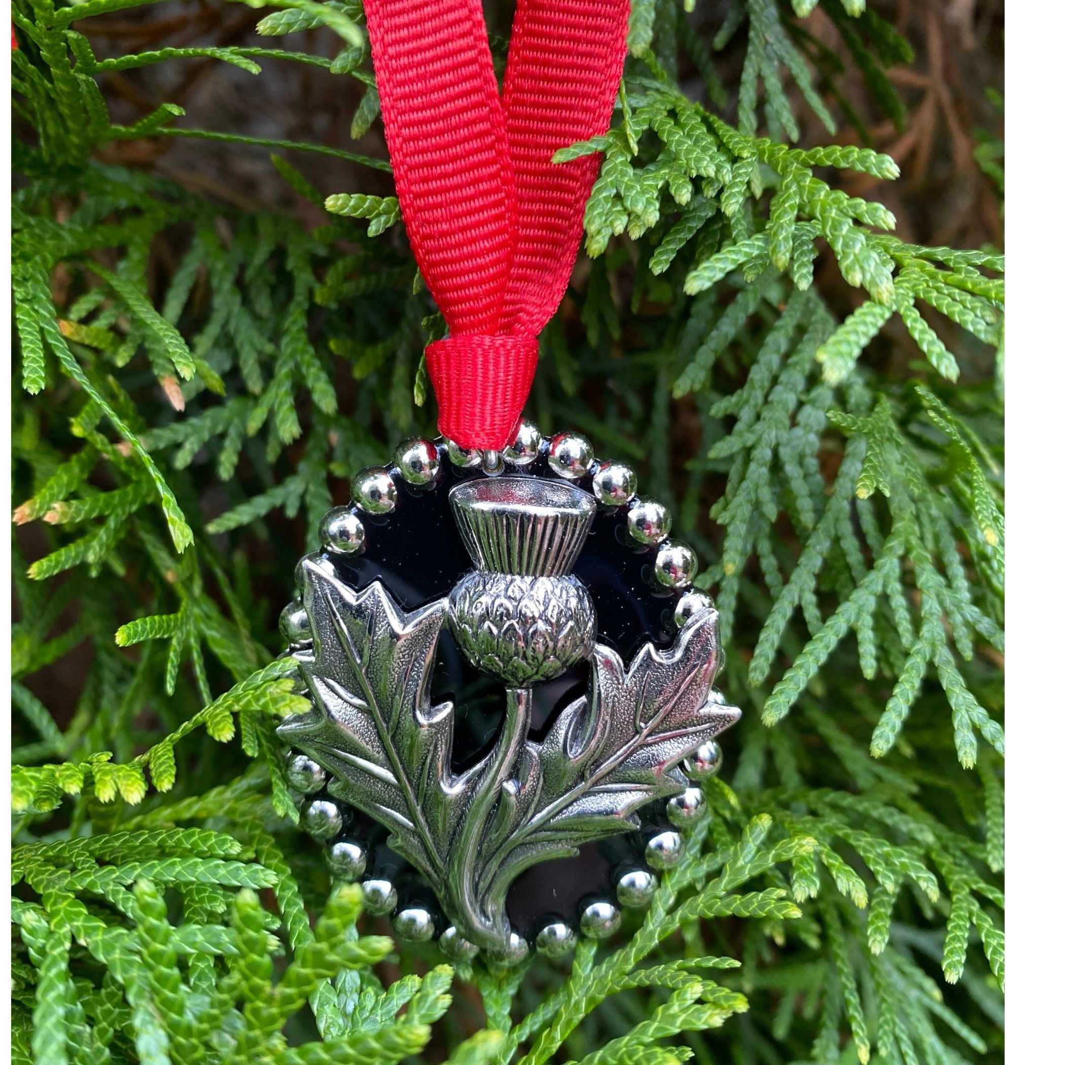 Scottish Christmas Ornament Silver Thistle