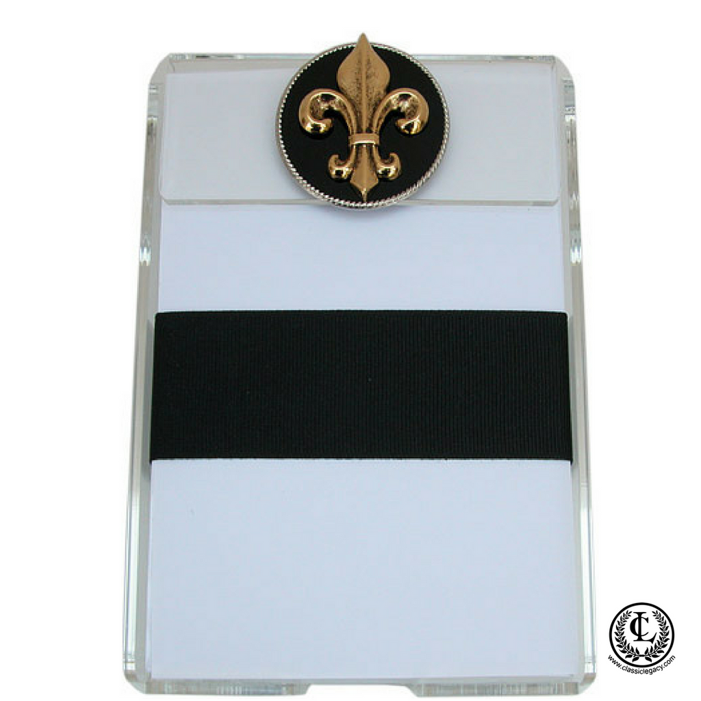 Notepad,  Gold Fleur de Lis and Black enamel