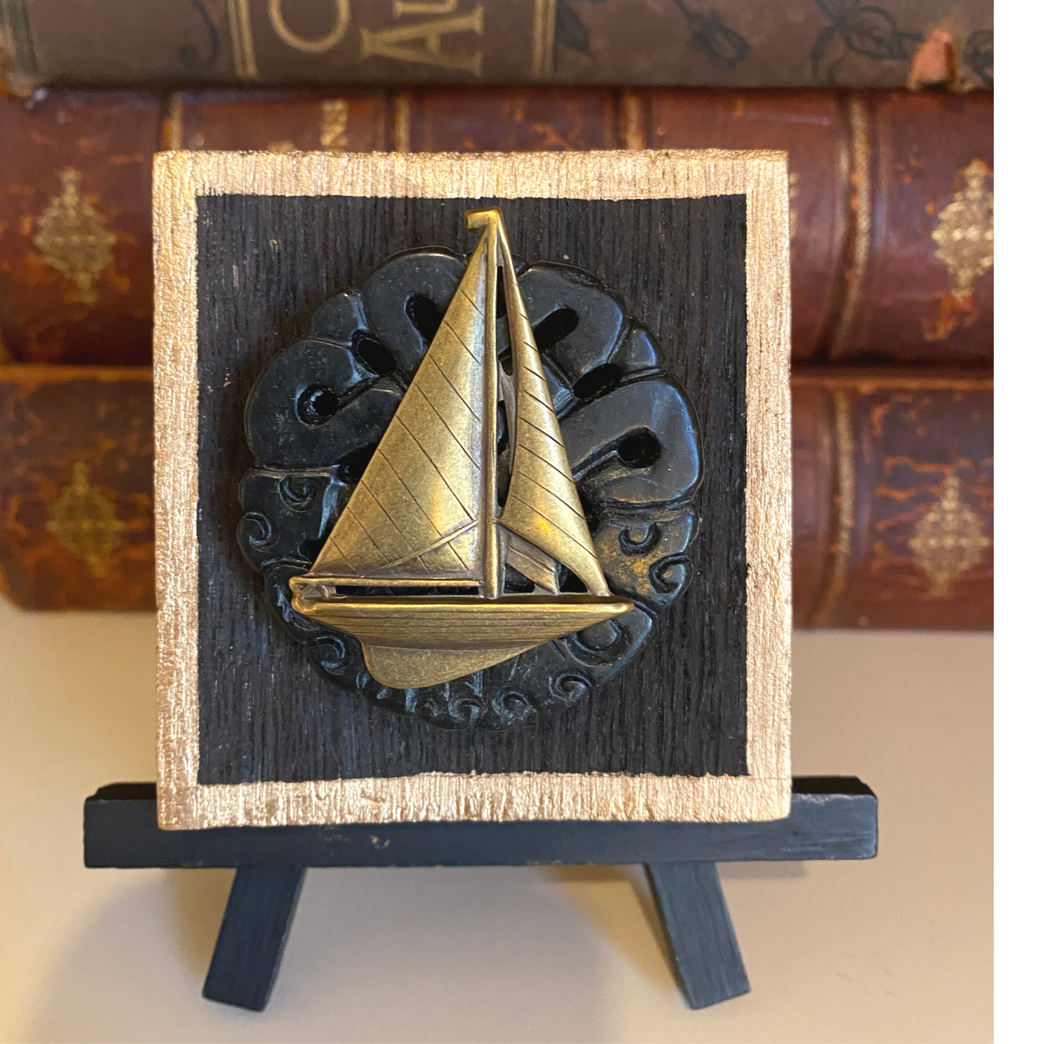 Sailboat, Bourbon Barrel Wooden Art, Handcrafted Home Decor