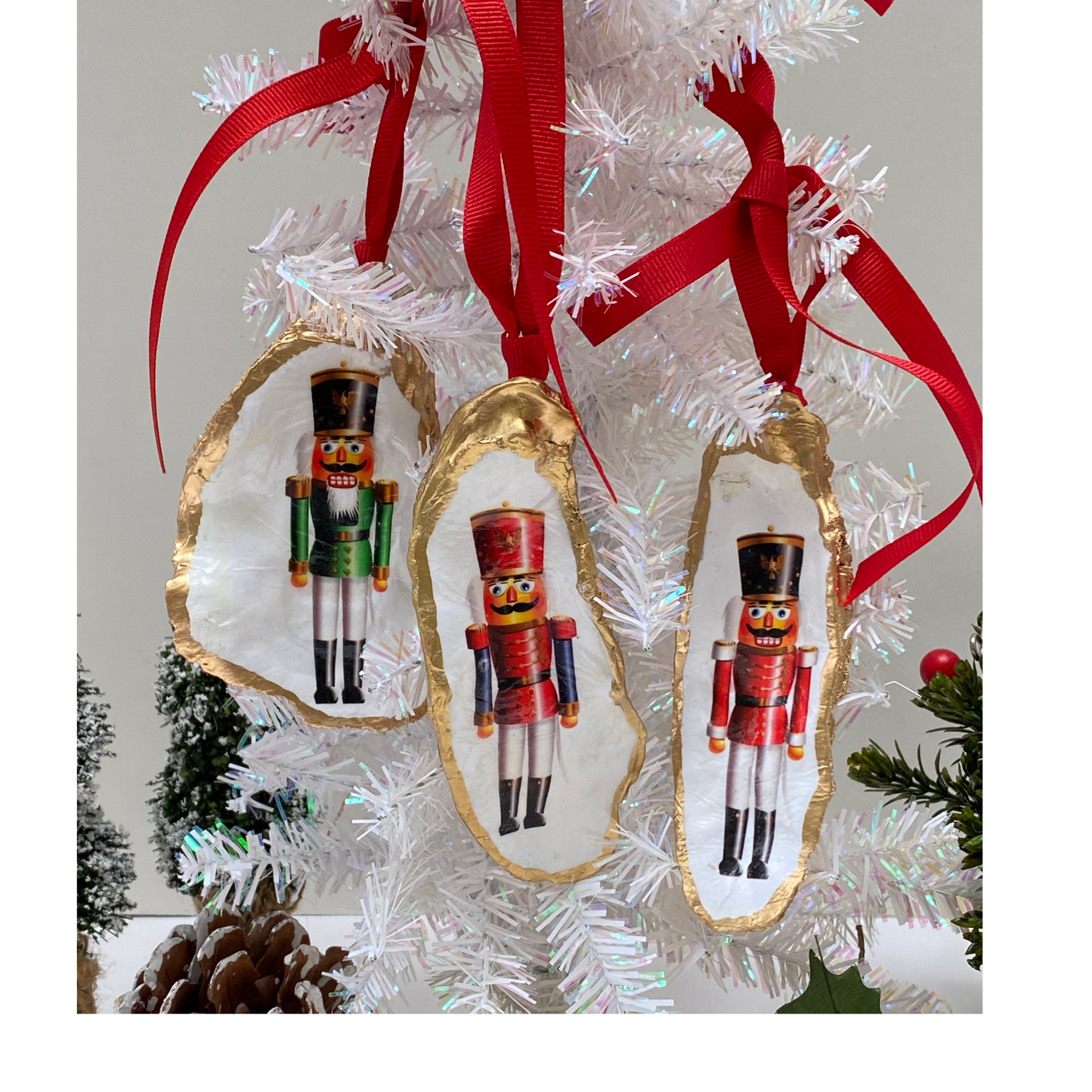 Nutcracker Christmas Ornament, Oyster Shell Art