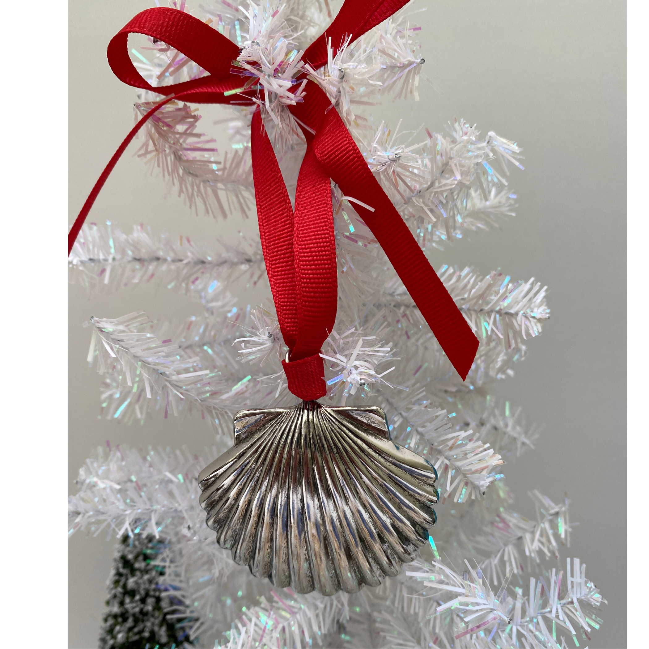 Silver Seashell Christmas Ornament