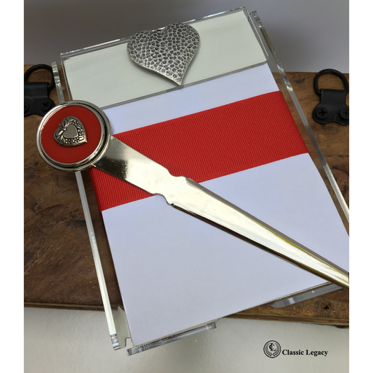 Notepad and Letter Opener, Hammered Heart