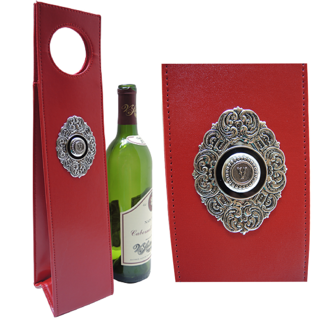 Wine Carrier, Red, Initial, Every Letter Available