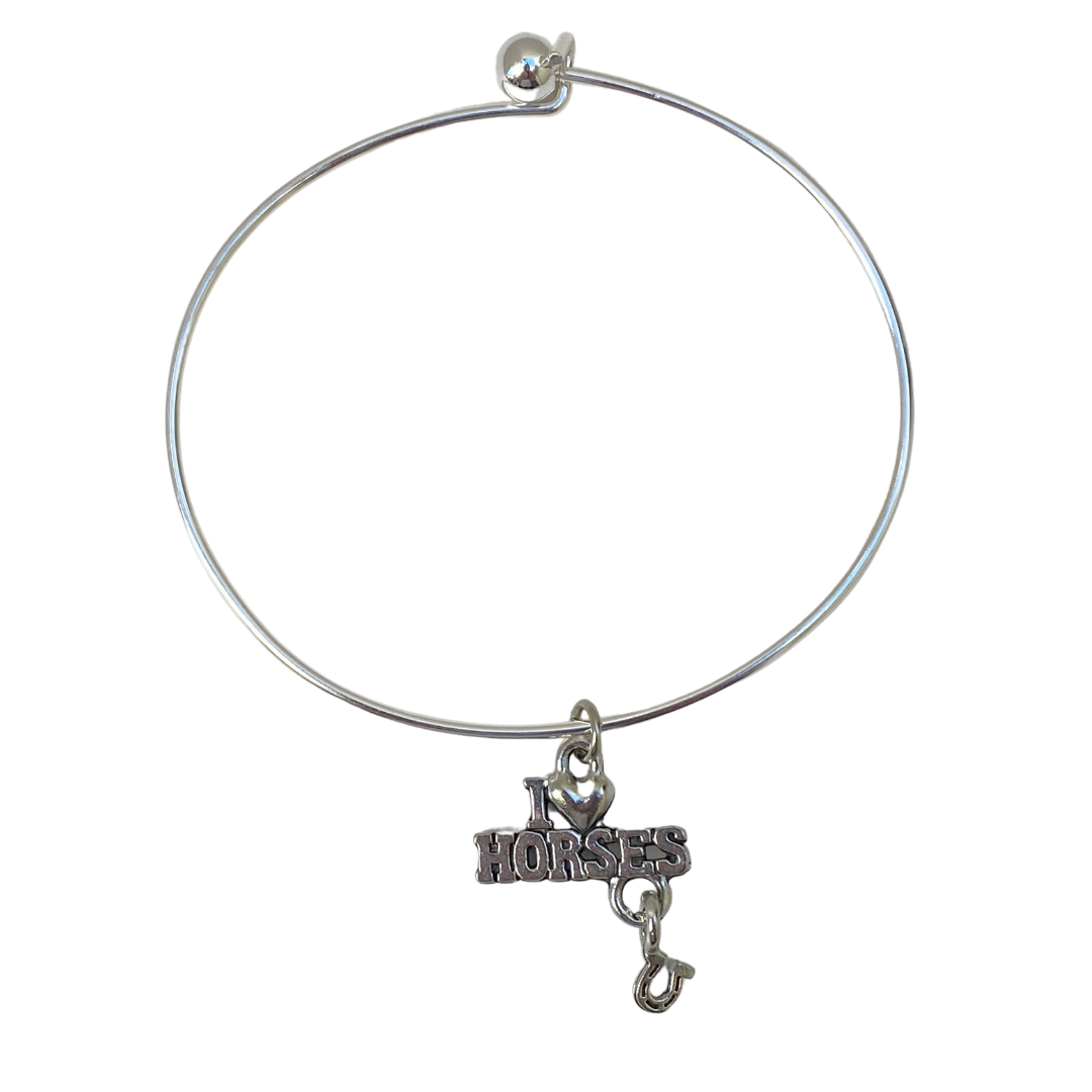 Bracelet for Horse Lovers, Silver Expandable Hoop