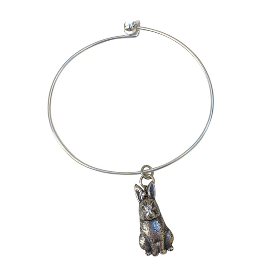 Bunny Gift, Bunny Bracelet, Silver Bangle Bracelet
