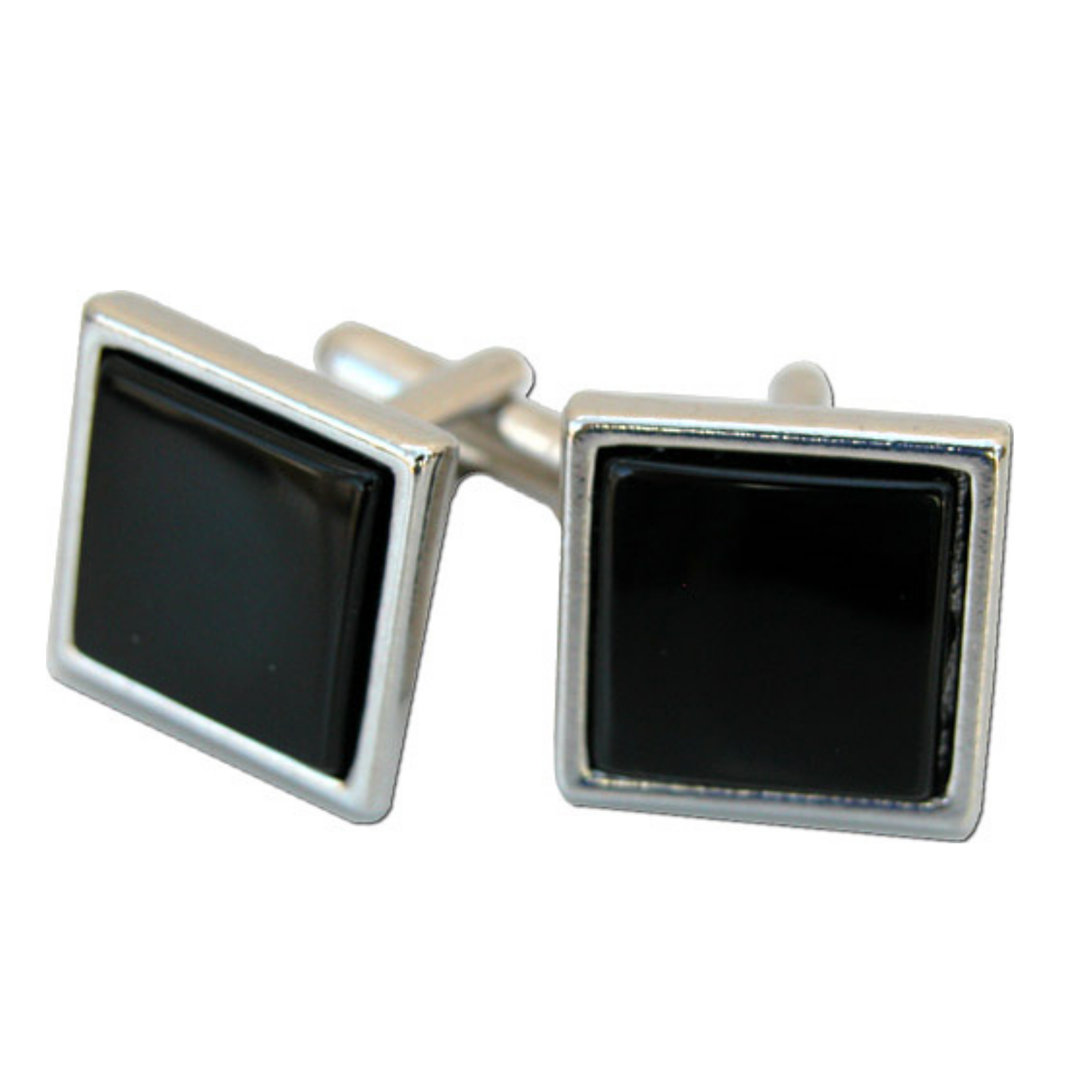 Cuff Link, Square, Black Onyx, Handmade