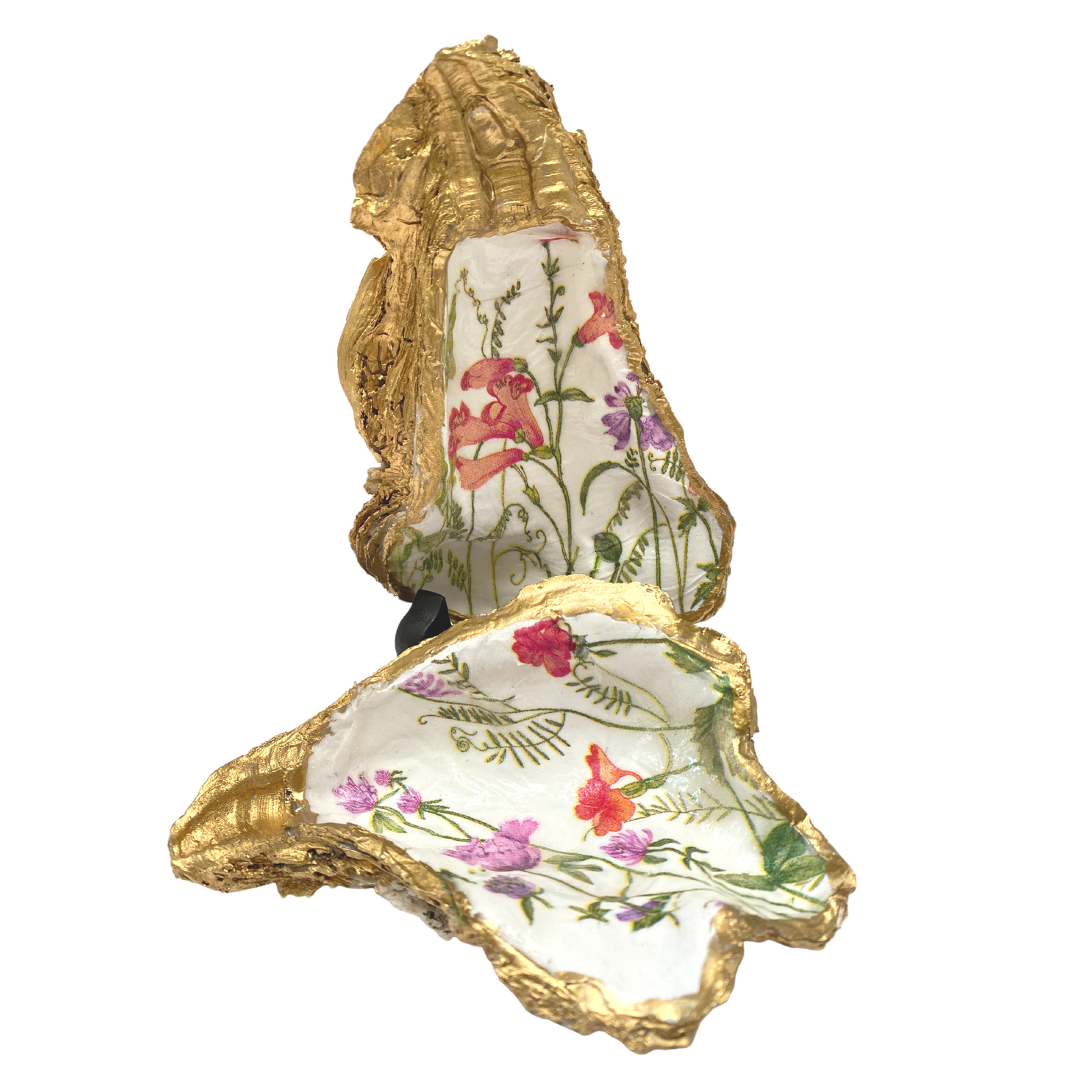 Shell Decorative Art, Spring Flowers, Handmade, Gold Leaf Edges ...