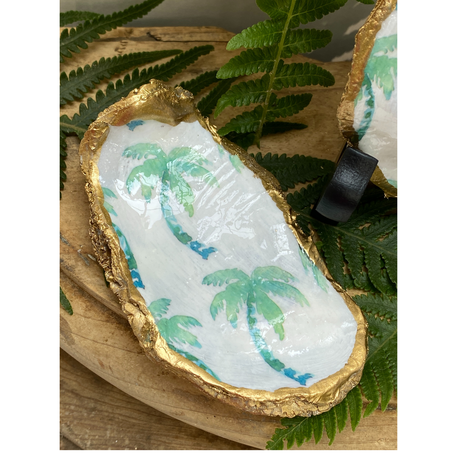 Oyster Shell Art, Palm Trees, Handmade