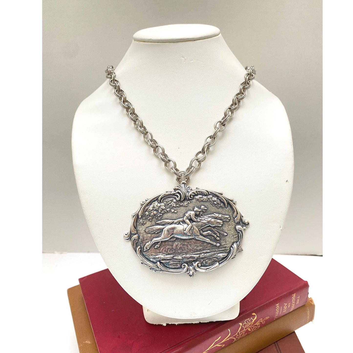 Silver Racehorse Necklace, Racehorse Jewelry, Racehorse Lover Gift