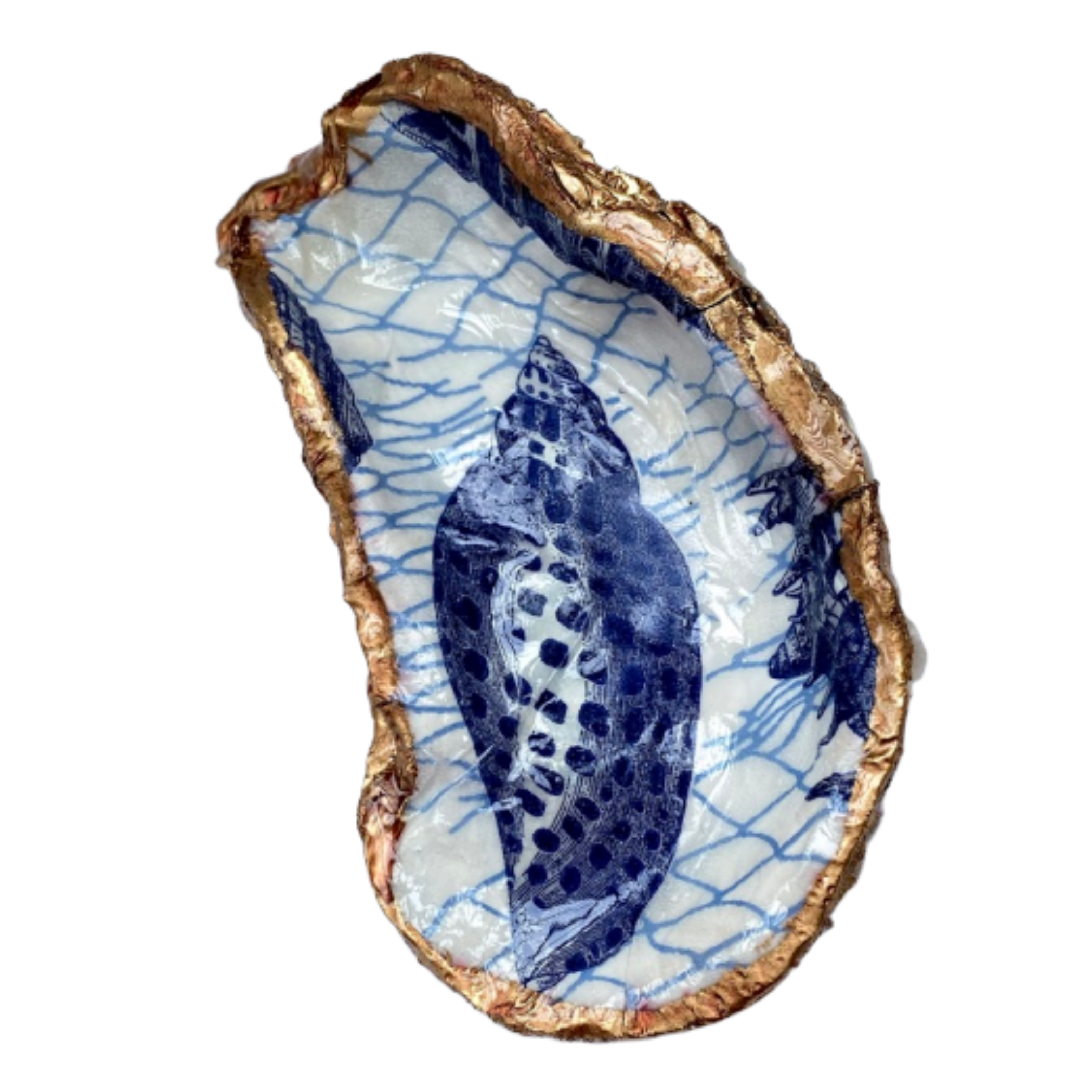 Oyster Shell Art, Sea Shell, Blue and White Hostess Gift