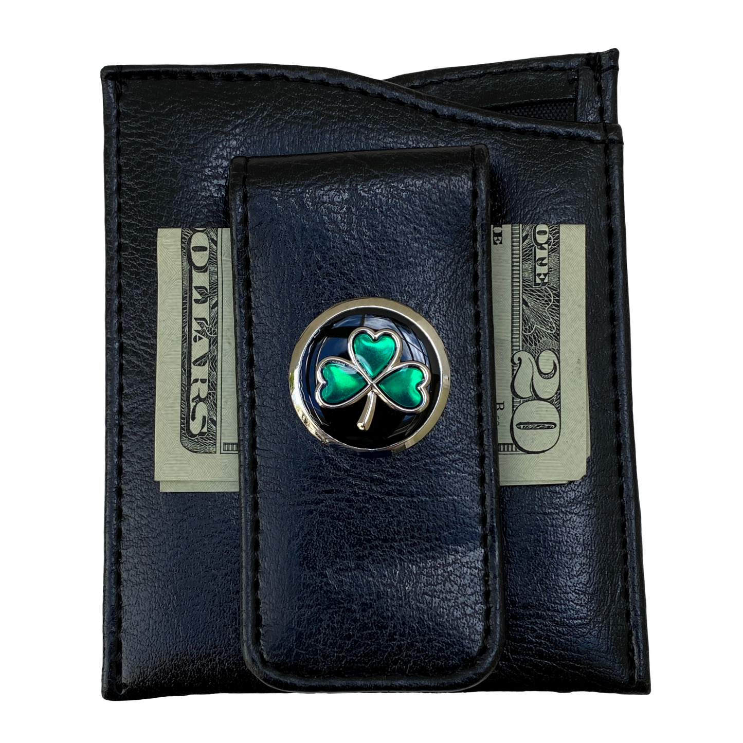 Faux Leather Money Clip, Irish theme, Irish Shamrock gift, Irish Lover Gift
