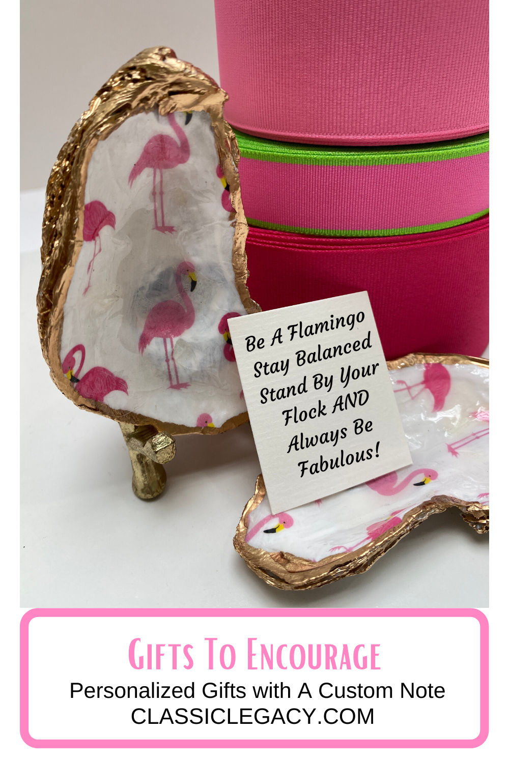 Oyster Shell Art, Pink Flamingo