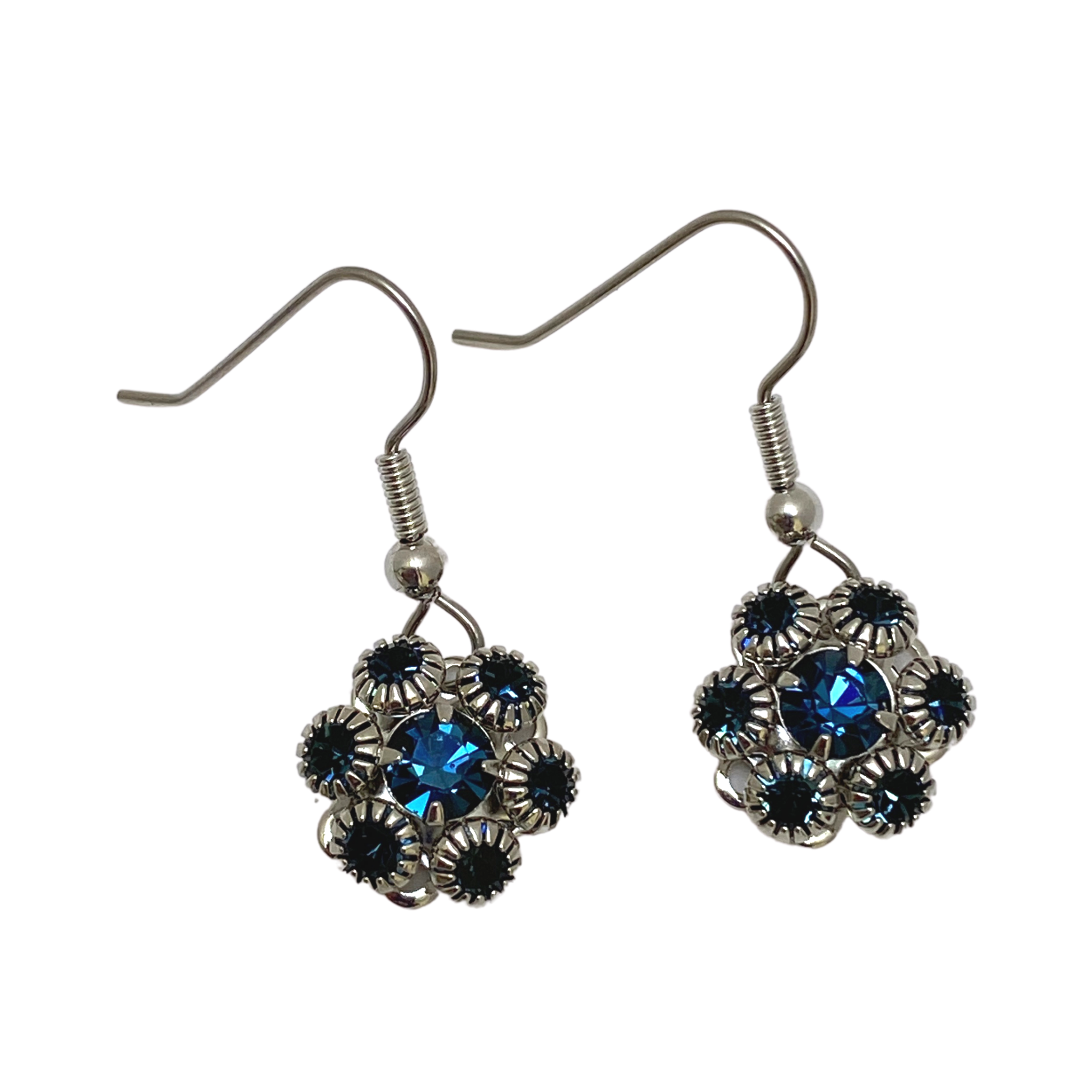 Earrings Midnight Blue, Crystal Cluster, French Ear wire, Handmade in USA