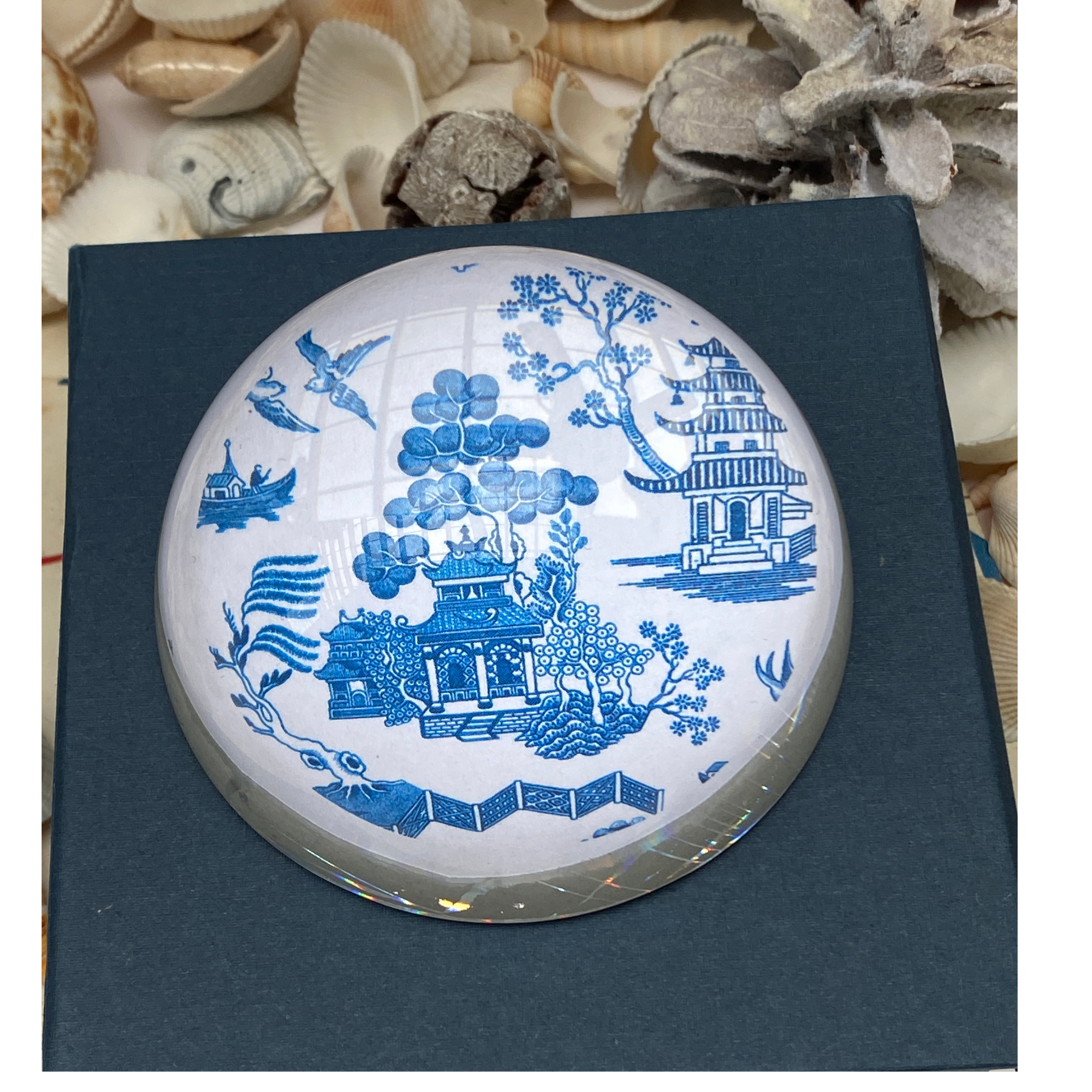 Blue Chinoiserie Round Paperweight