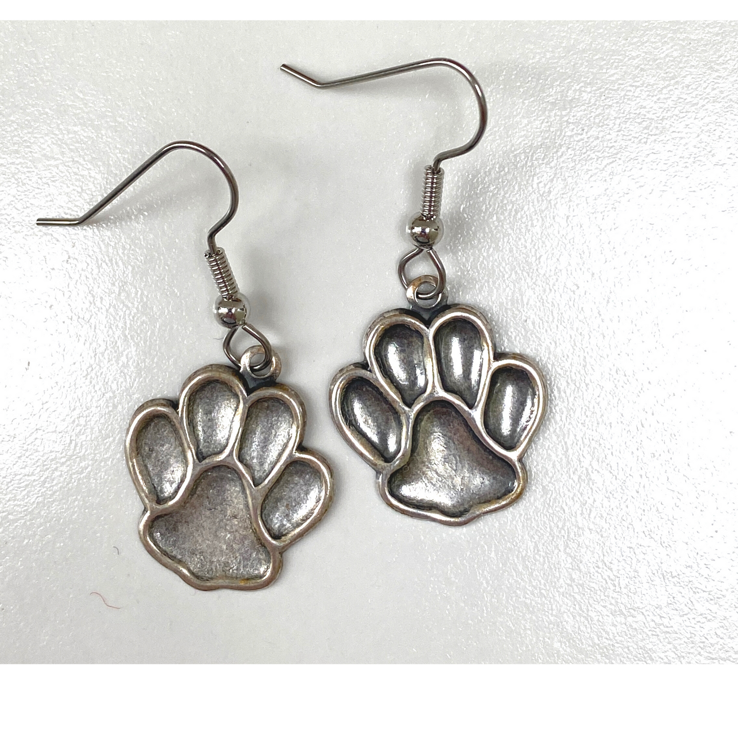 Silver Tiger Paw Earrings, French Ear Wire