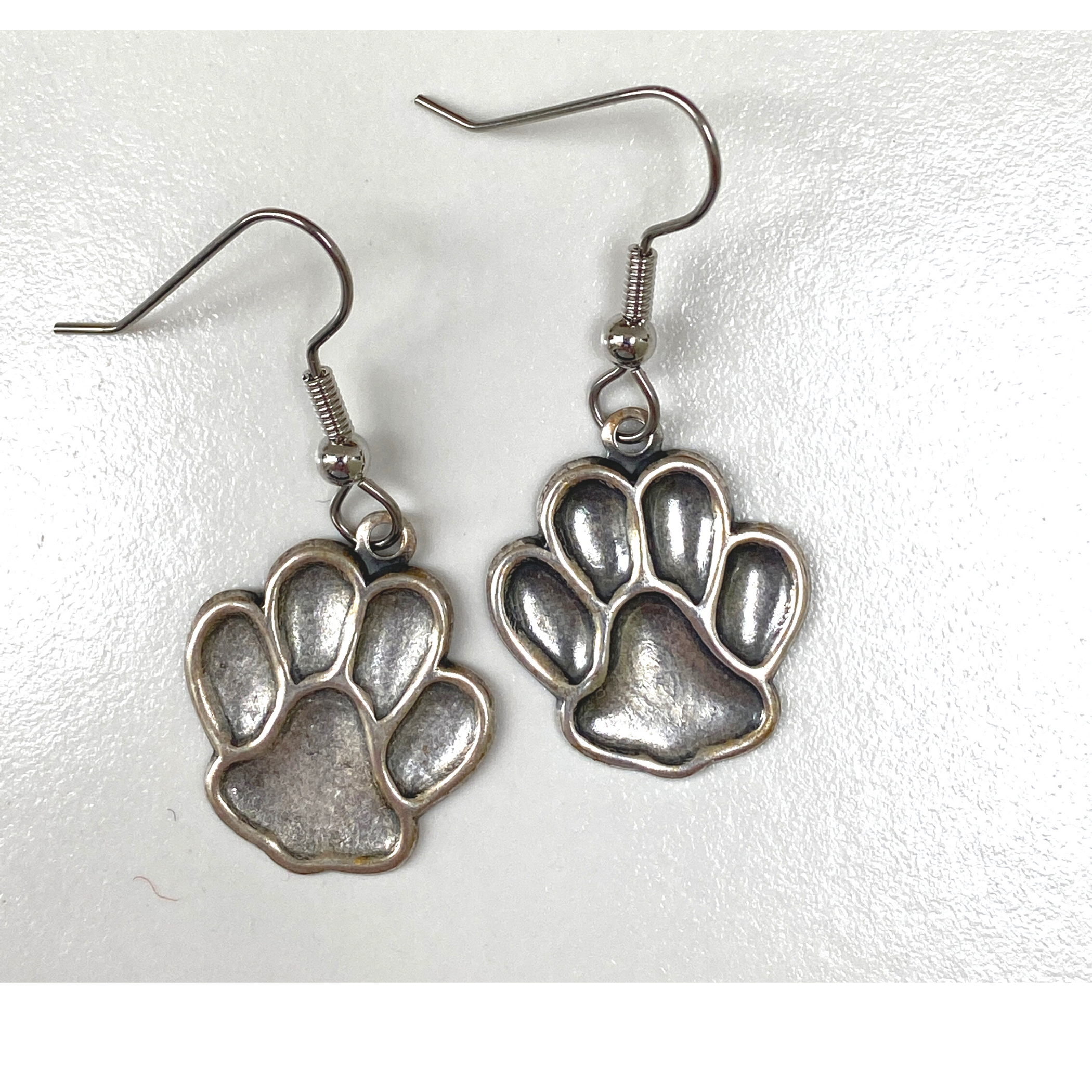 Silver Tiger Paw Earrings, French Ear Wire | Gift for Her | Tiger Football Fan