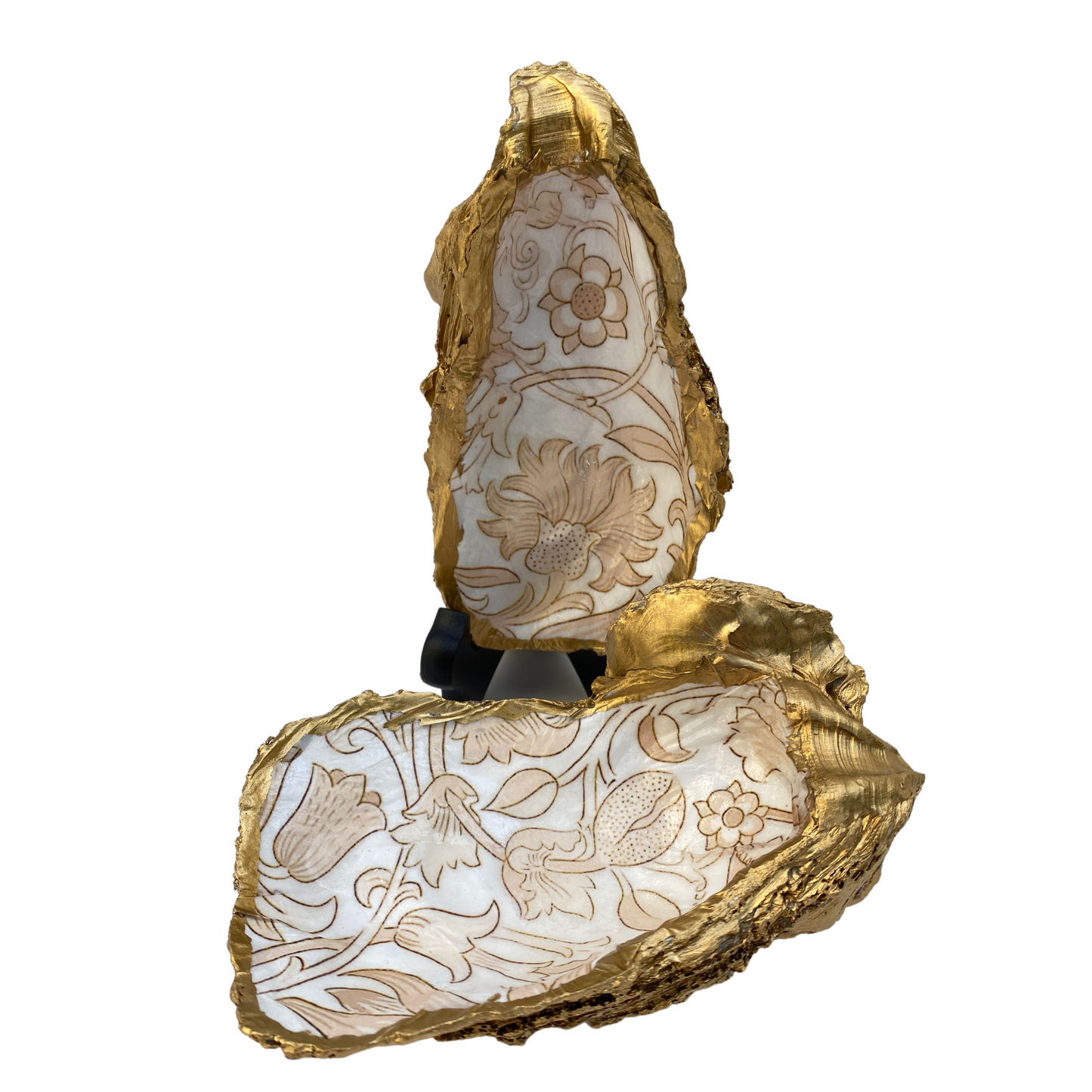 Beige & Gold Oyster Shell Art, William Morris Design