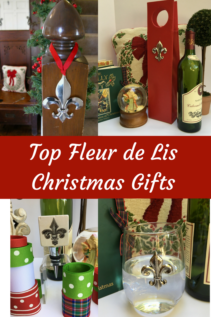 Beverage Carrier,  Red Faux Leather,  Silver Fleur de Lis