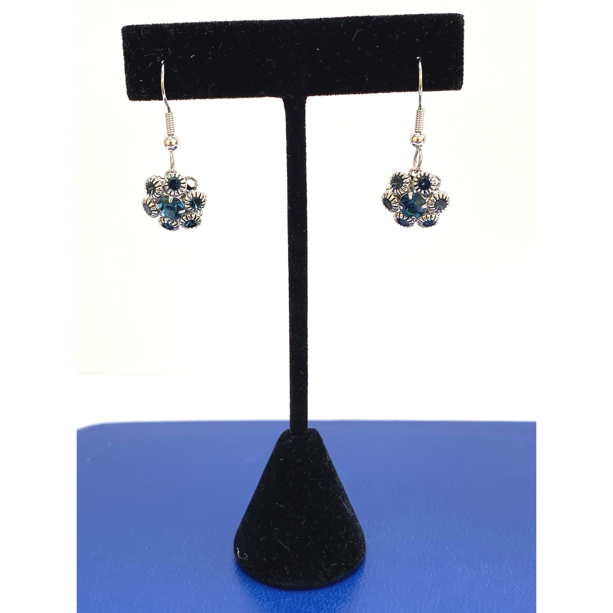 Earrings Midnight Blue, Crystal Cluster, French Ear wire, Handmade in USA