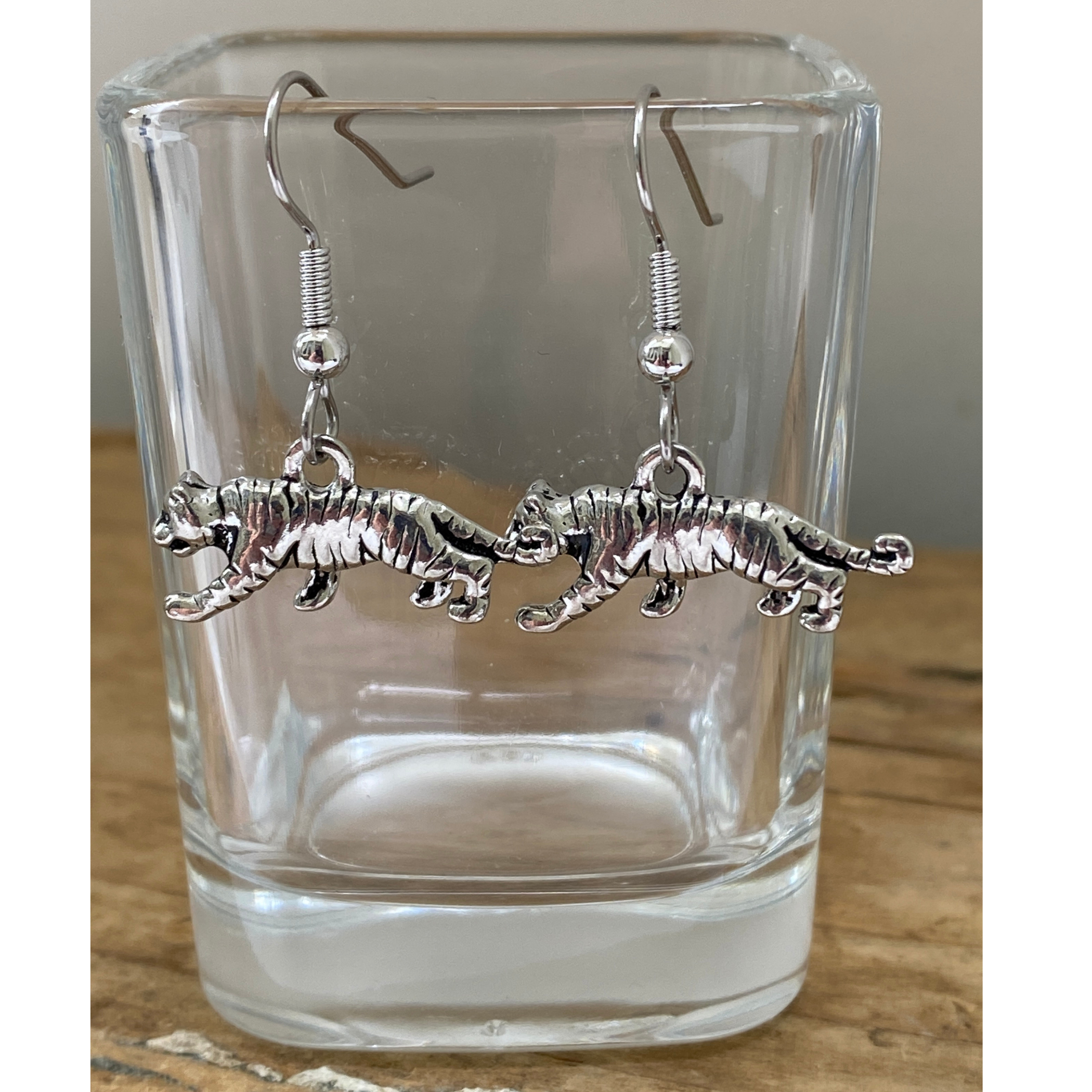 Silver Tiger Earrings | Gift for Her | Tiger Football Fan Gift