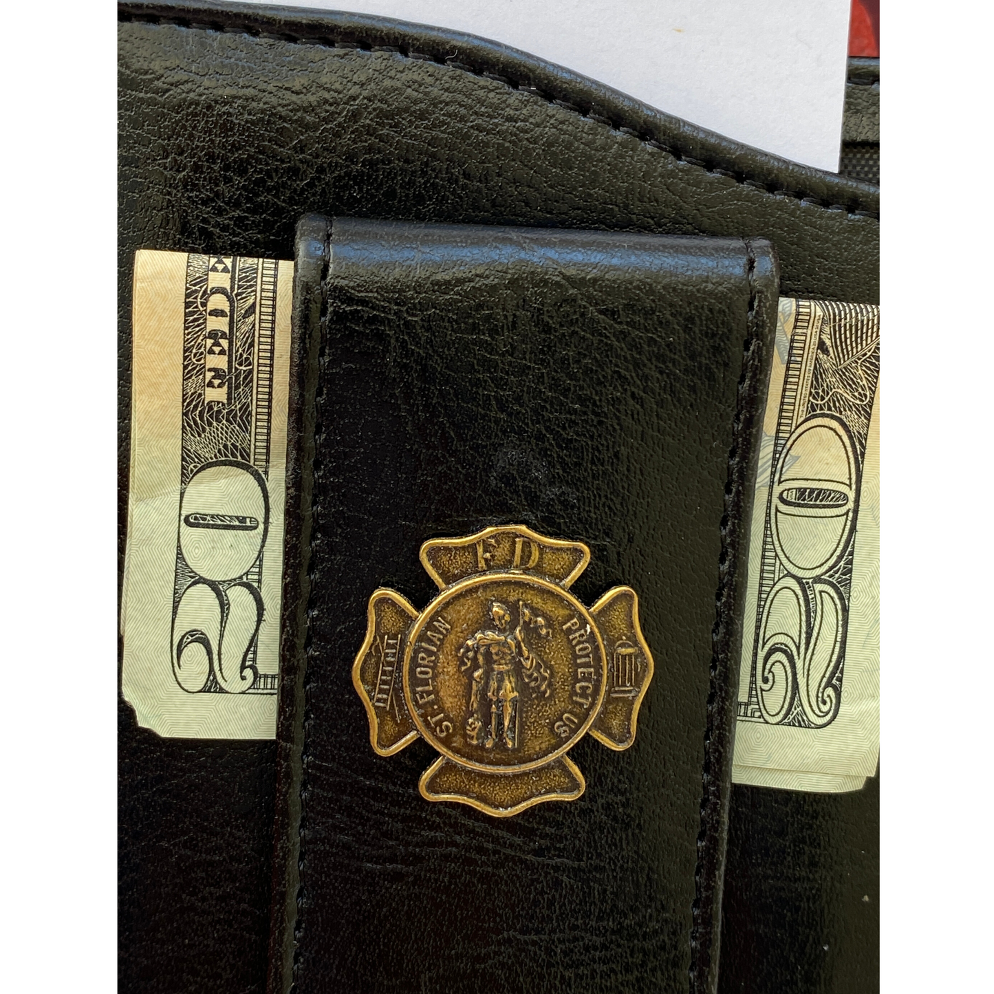 Firefighter Money Clip, Faux Leather, Saint Florian Money Clip