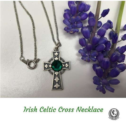 Necklace,  Irish Celtic Cross, Silver Curb Chain