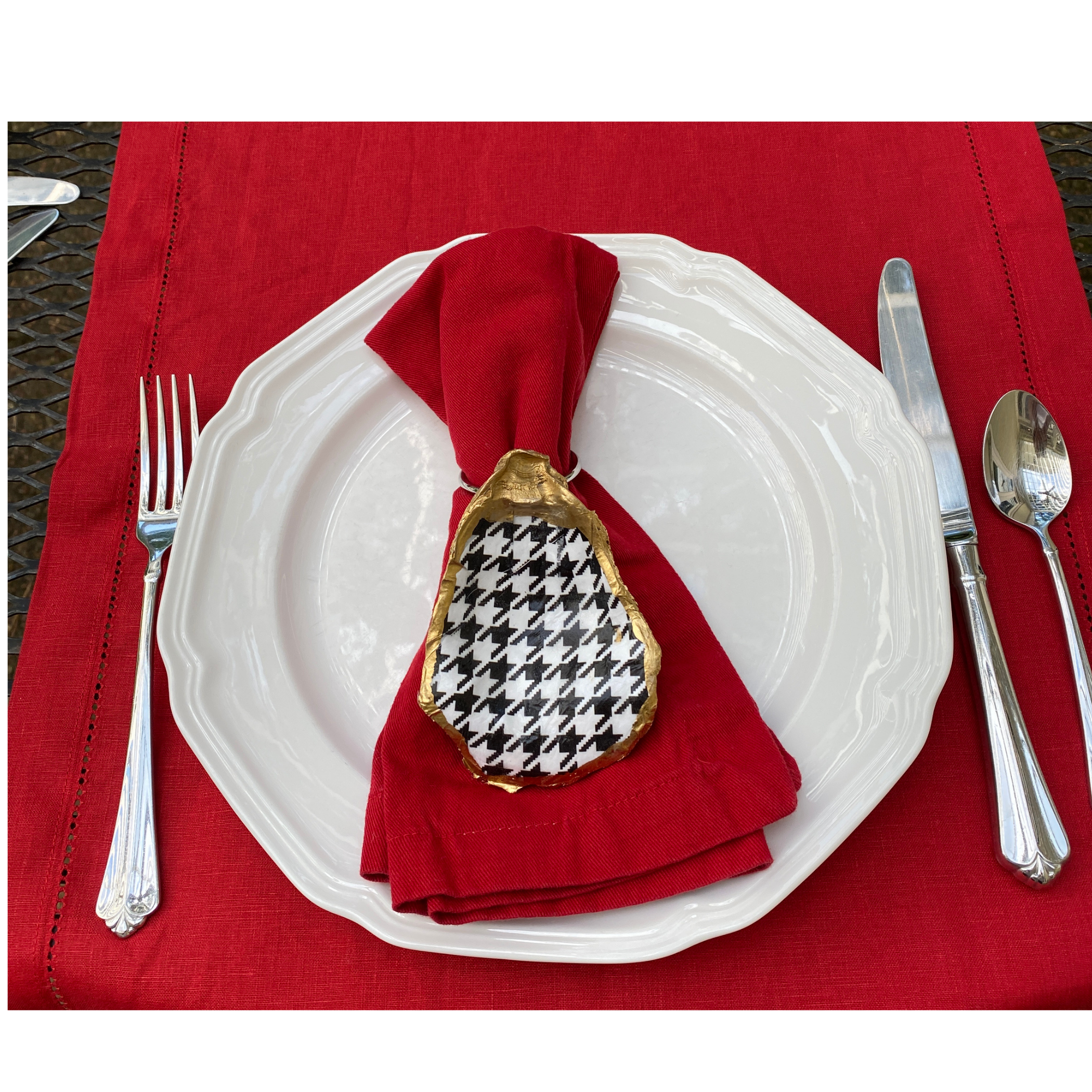 Houndstooth  Shell Napkin Ring