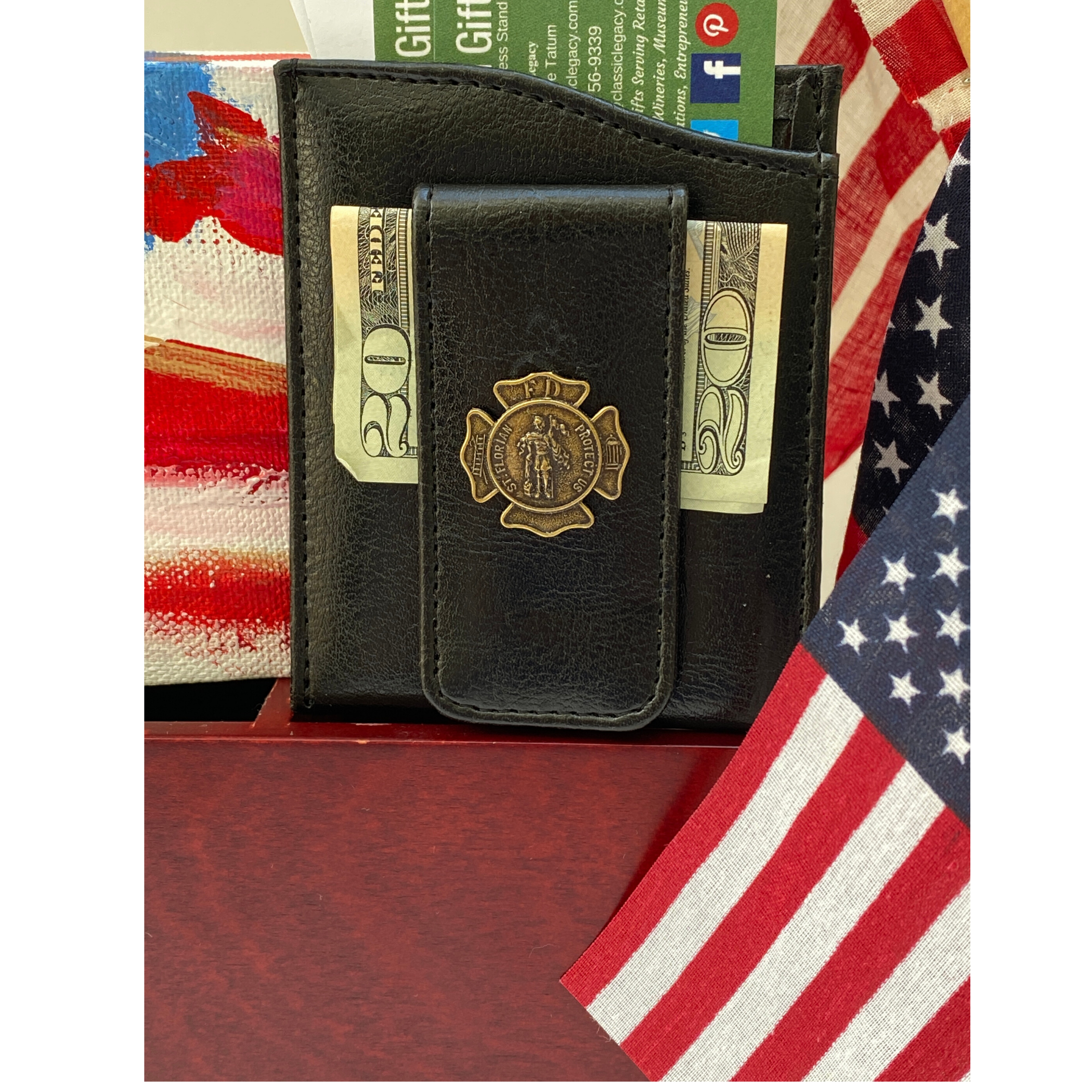 Firefighter Money Clip, Faux Leather, Saint Florian Money Clip