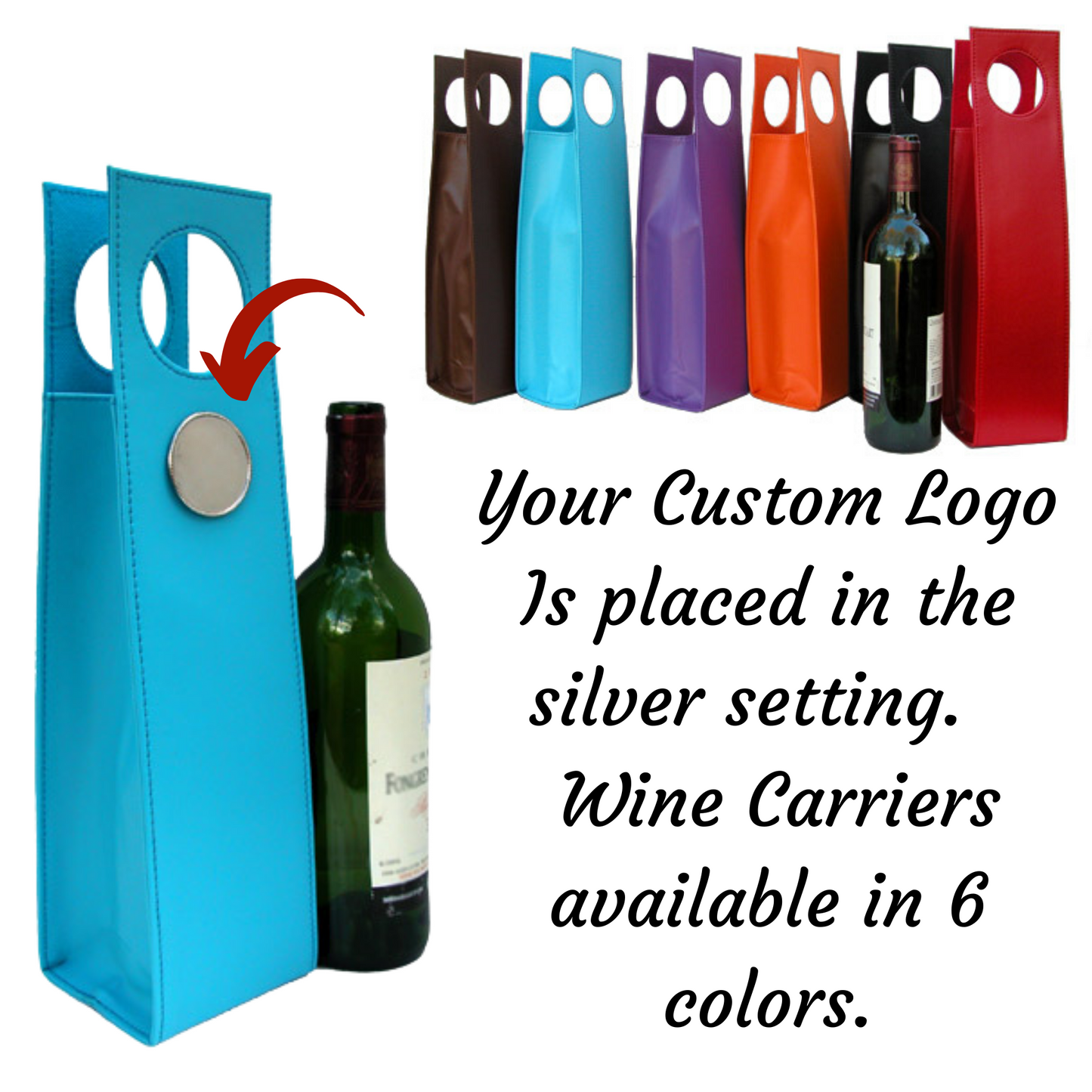 Beverage Carrier custom personalized corporate gift silver setting with logo, art, or photo, Minimum order 60