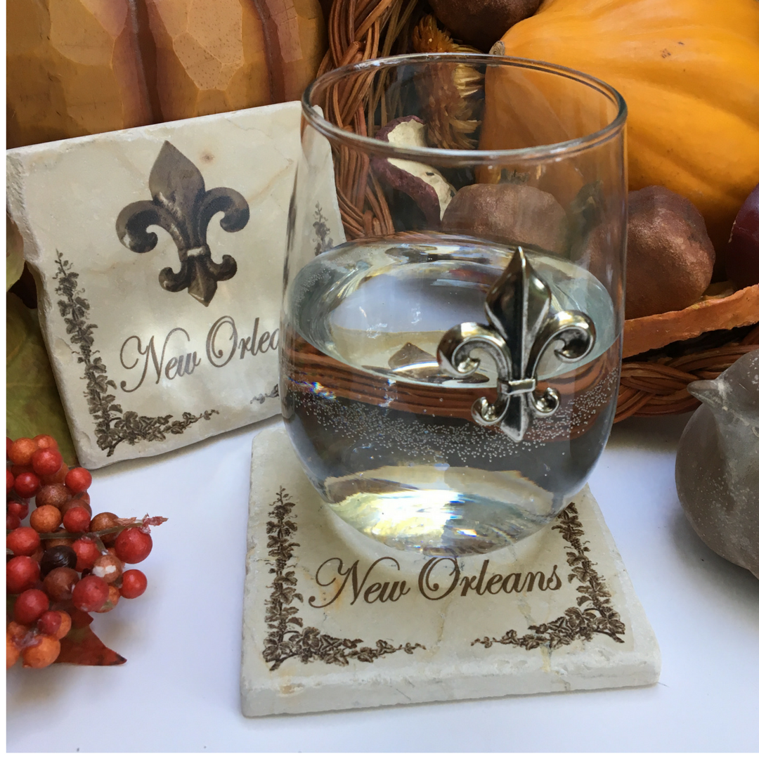 Coaster Marble New Orleans and Fleur de Lis