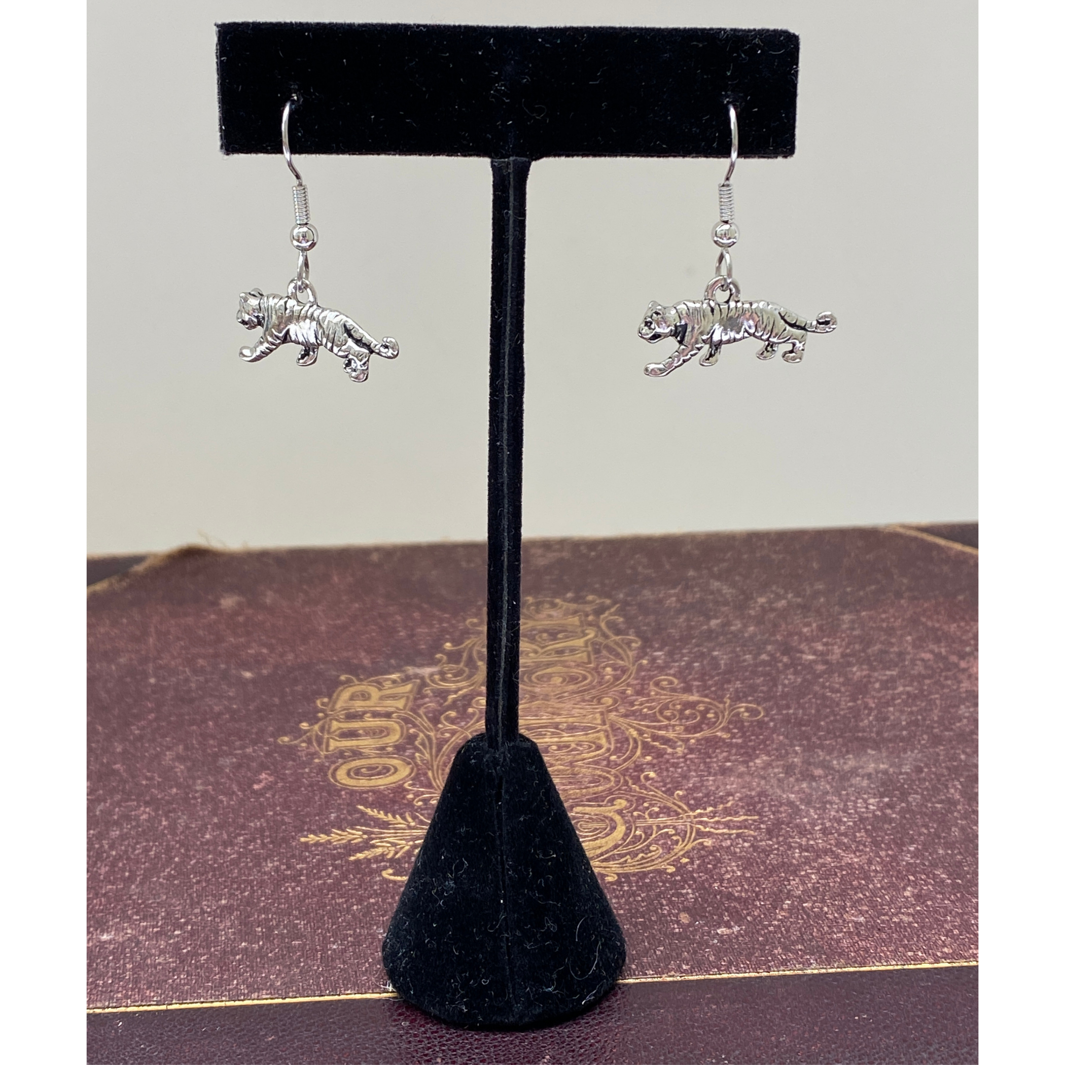 Silver Tiger Earrings | Gift for Her | Tiger Football Fan Gift