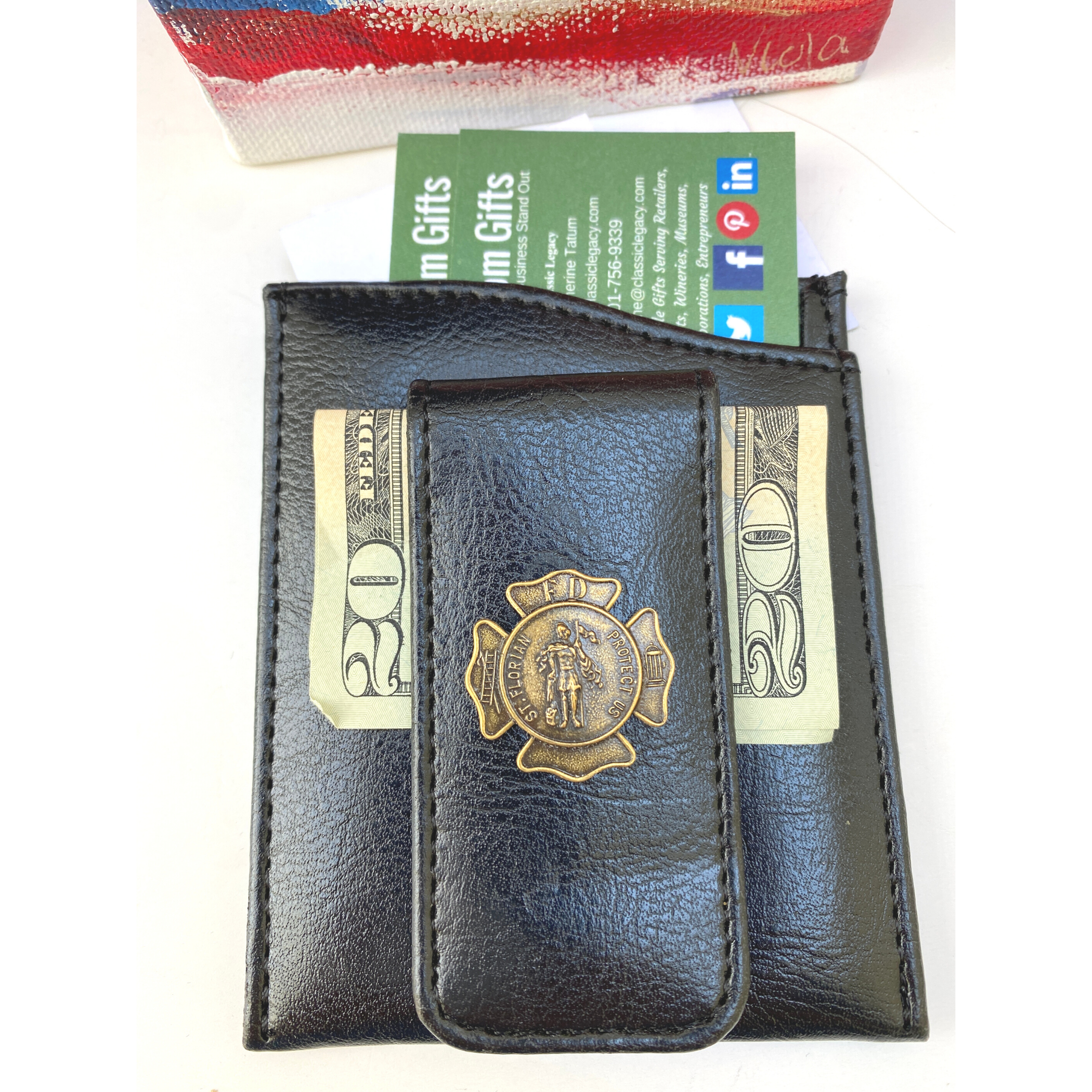 Firefighter Money Clip, Faux Leather, Saint Florian Money Clip