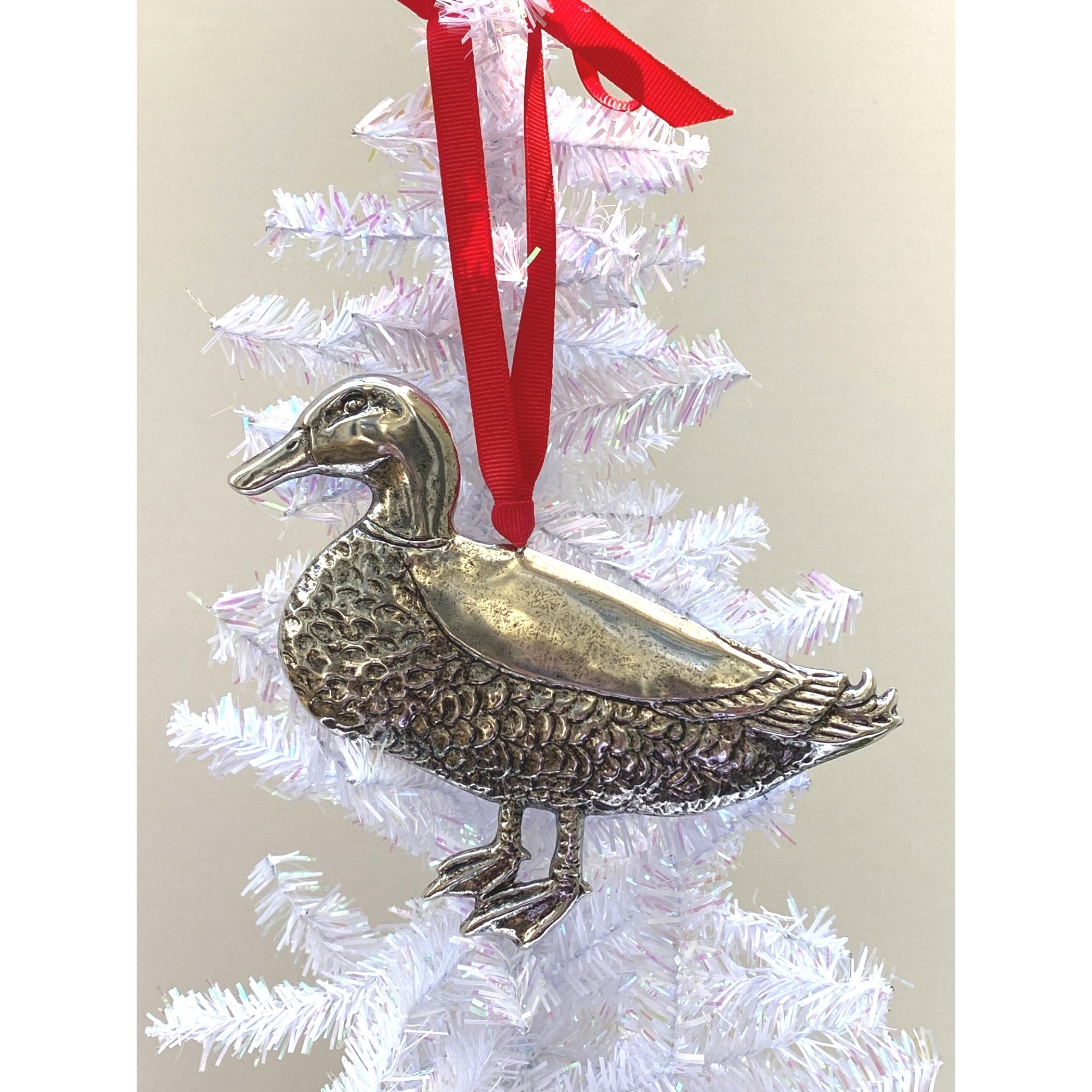 Silver Duck Christmas Ornament, Duck Hunter Gift, Handmade Christmas Ornament