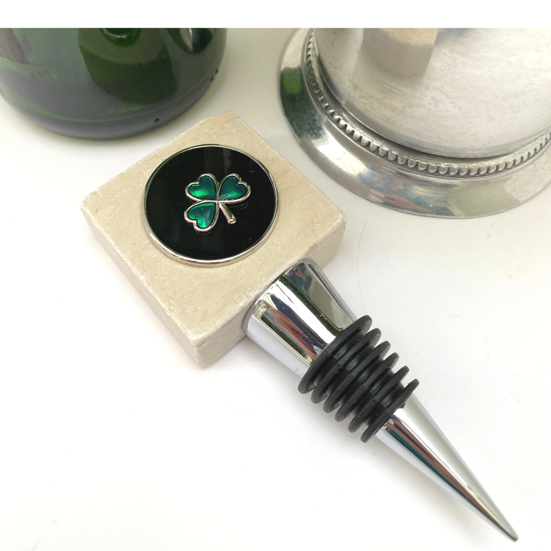 Irish Shamrock Marble Wine Bottle Stopper