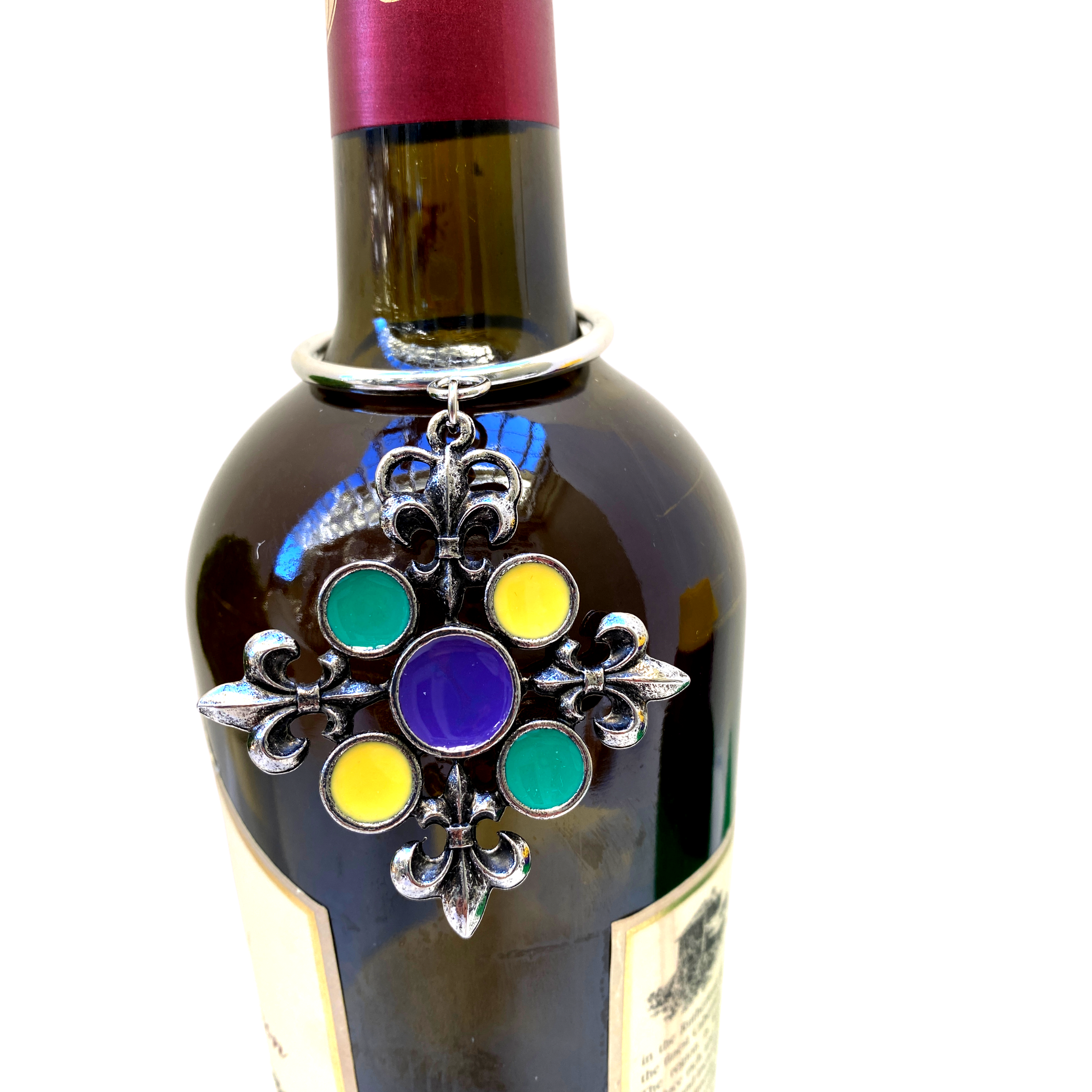 Bottle Decor, Mardi Gras Gift, Fleur de Lis