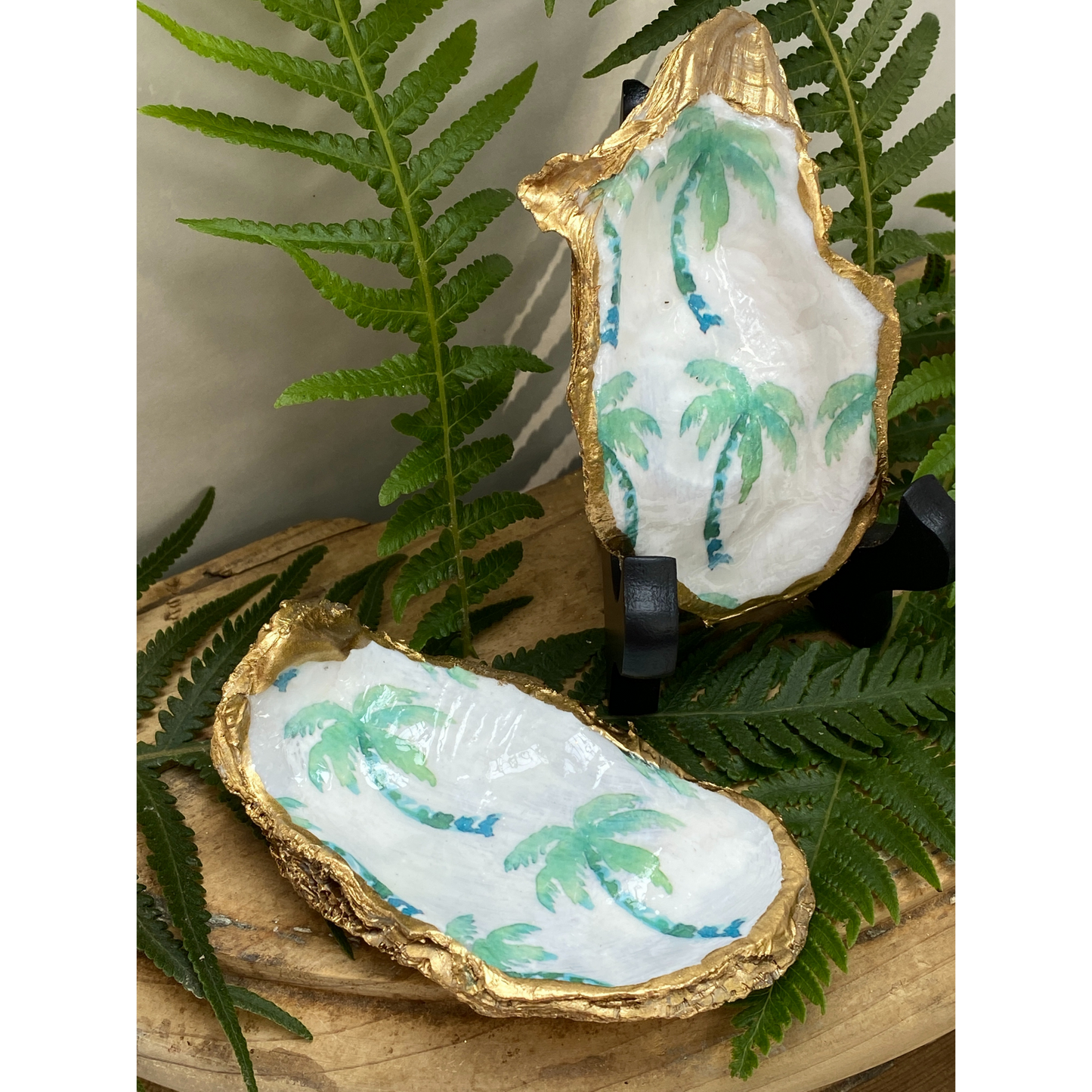 Oyster Shell Art, Palm Trees, Handmade