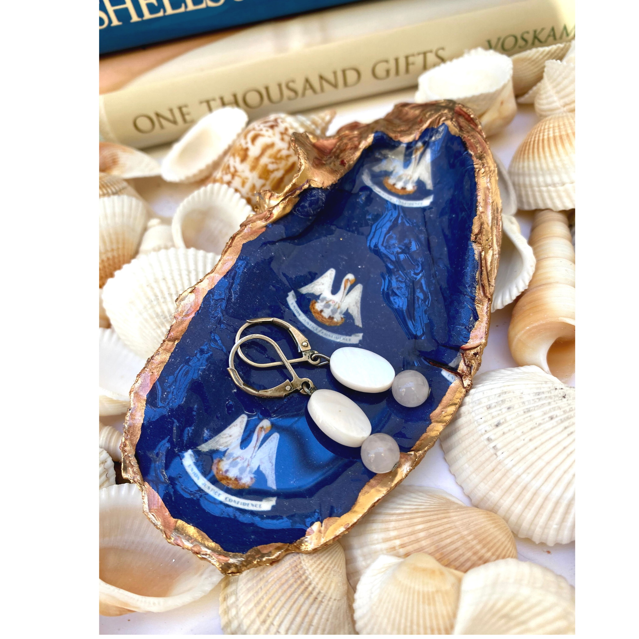 Oyster Shell Art,  Louisiana Flag Gift