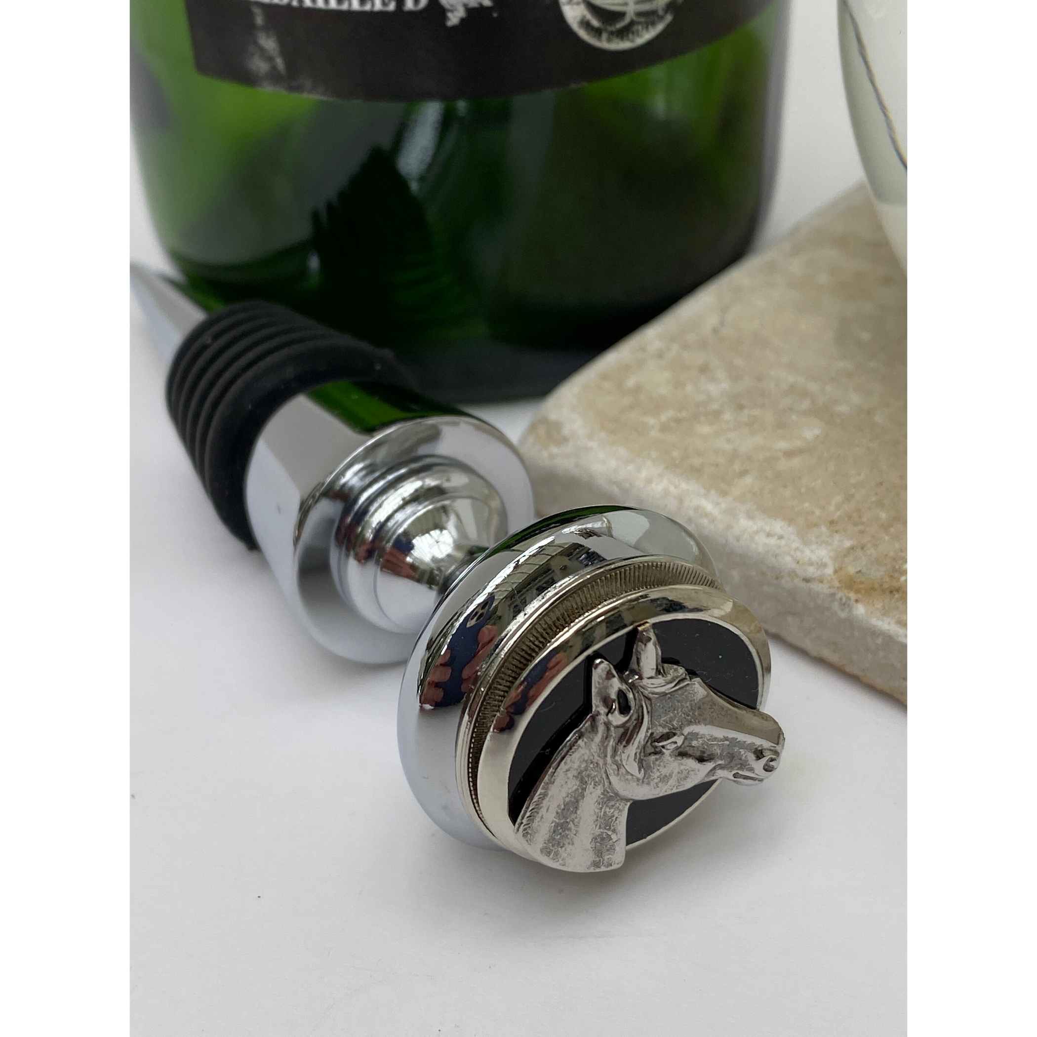 Equestrian Bottle Stopper, Silver Horse Head, Horse Lover Gift