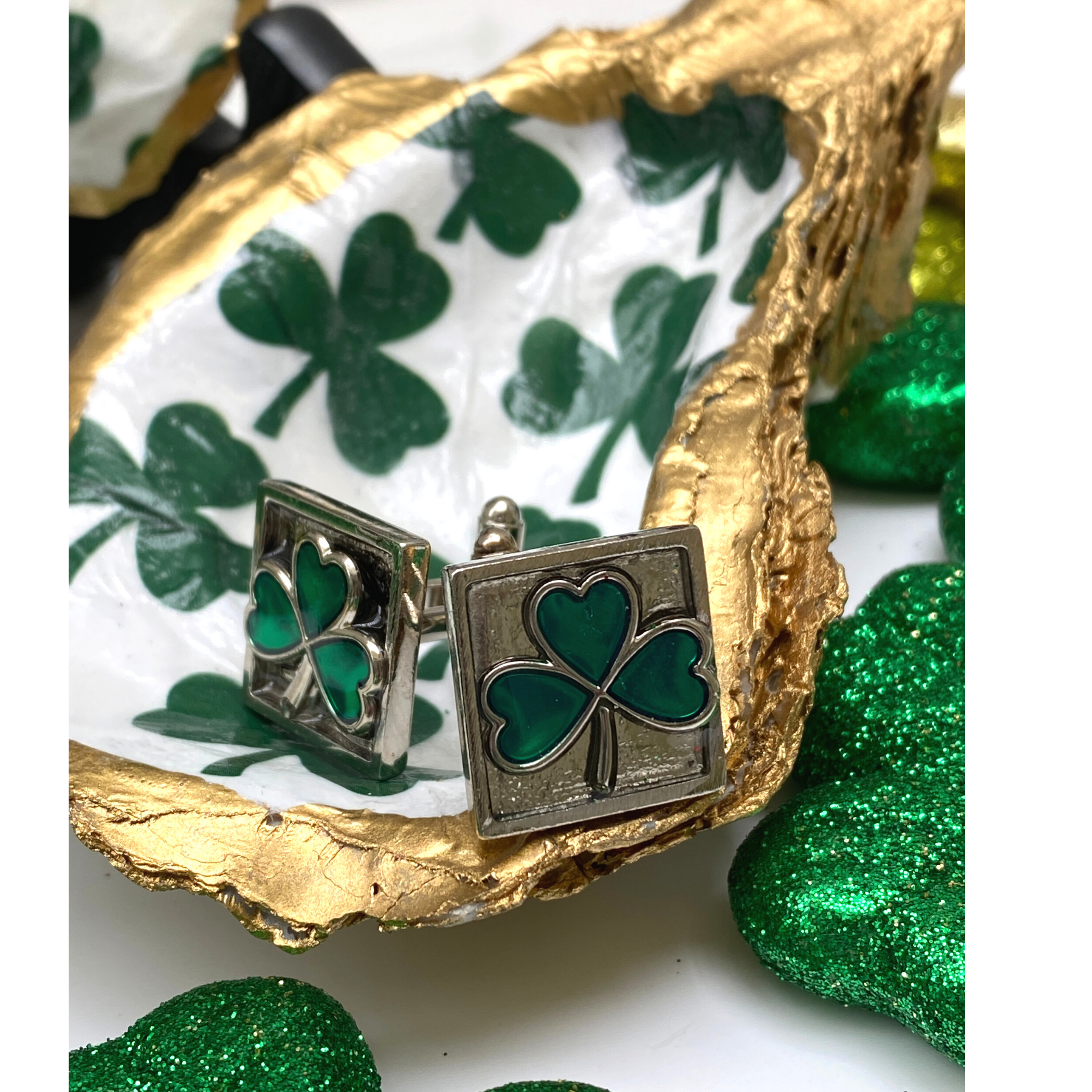 Cuff Links, Shamrocks, Handmade, Gift for Irish Lover, St. Patrick's Day Gift